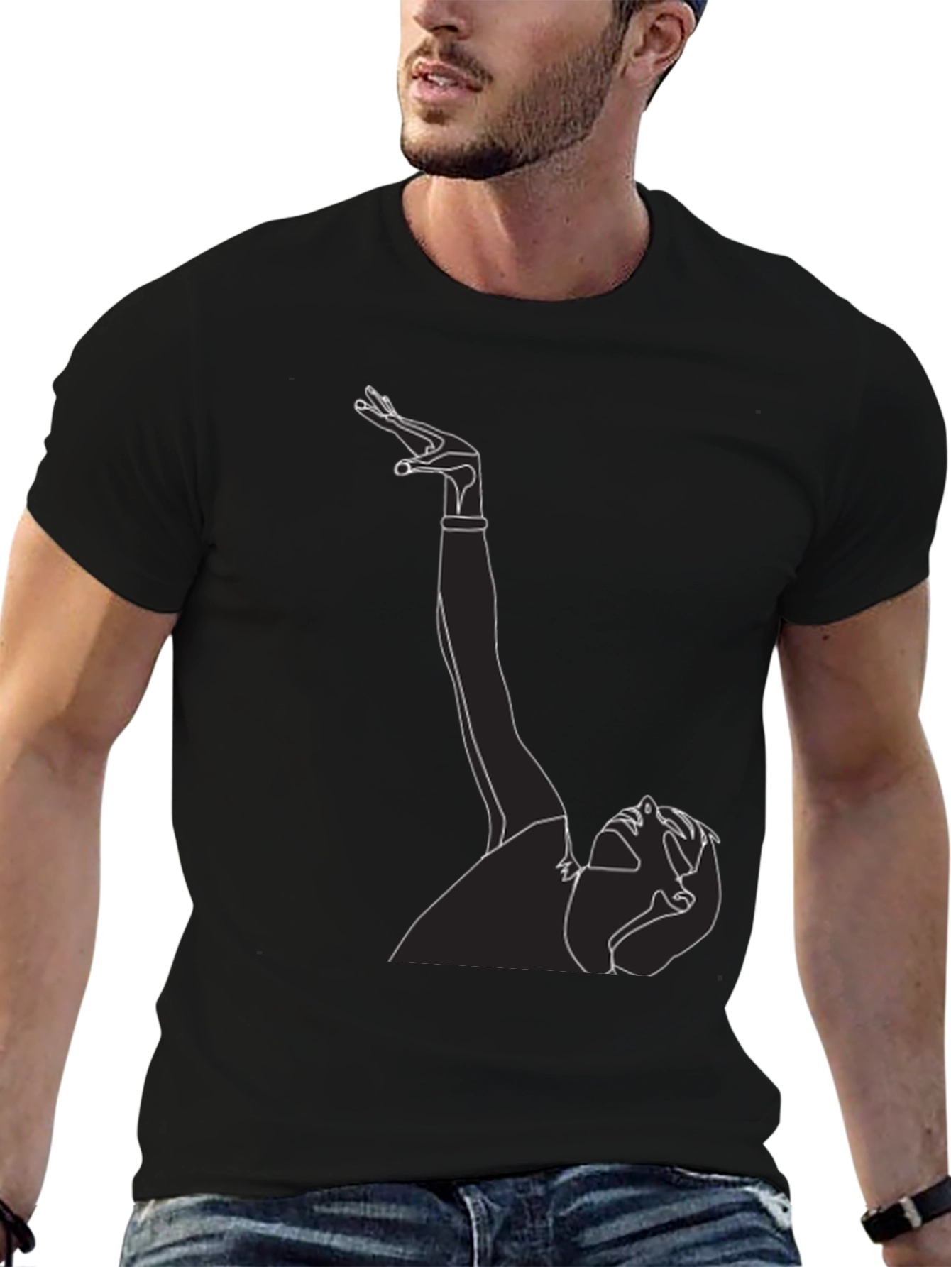 Abstract Line Art Graphic Tee - Unisex Black T-Shirt