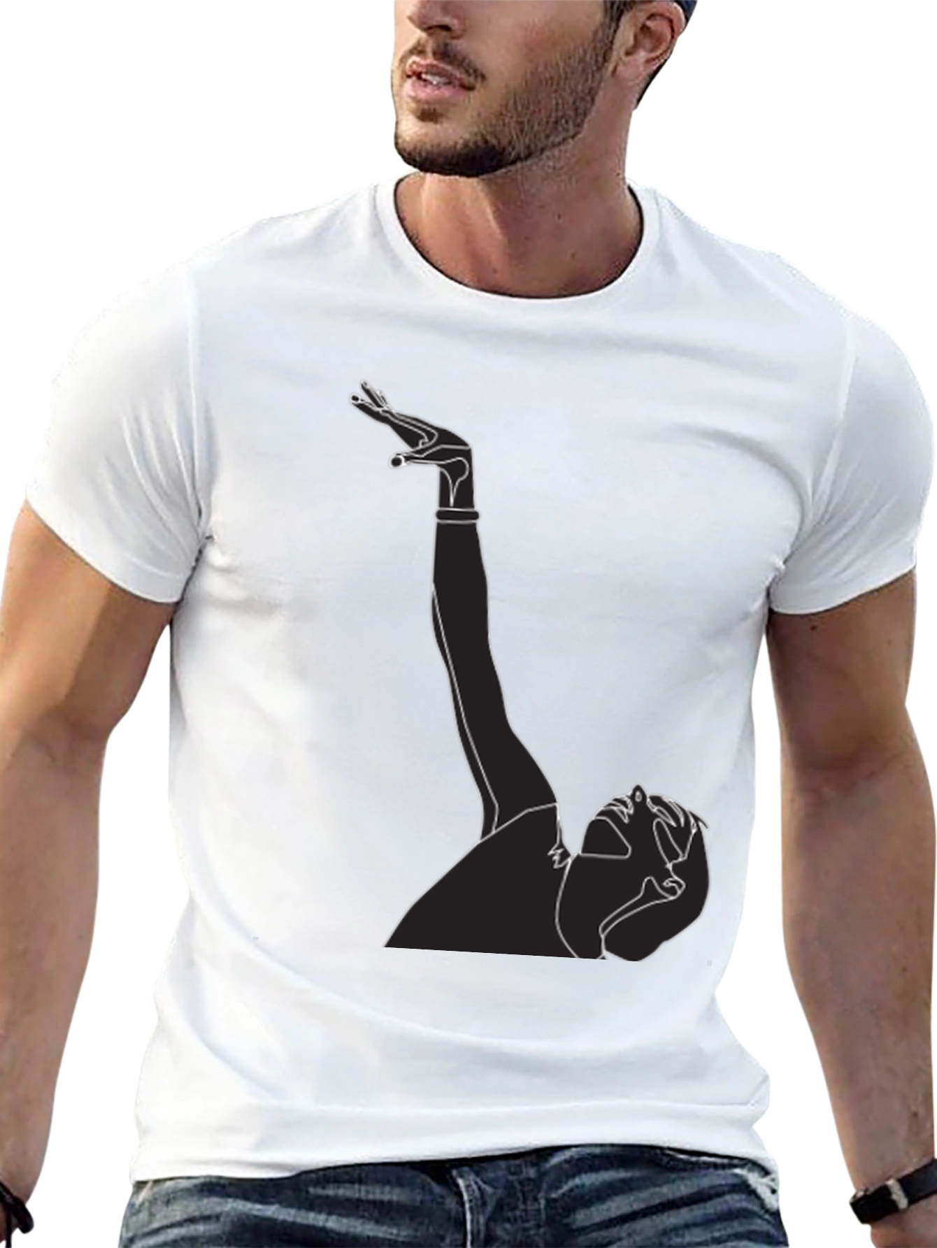 Abstract Line Art Graphic Tee - Unisex Black T-Shirt
