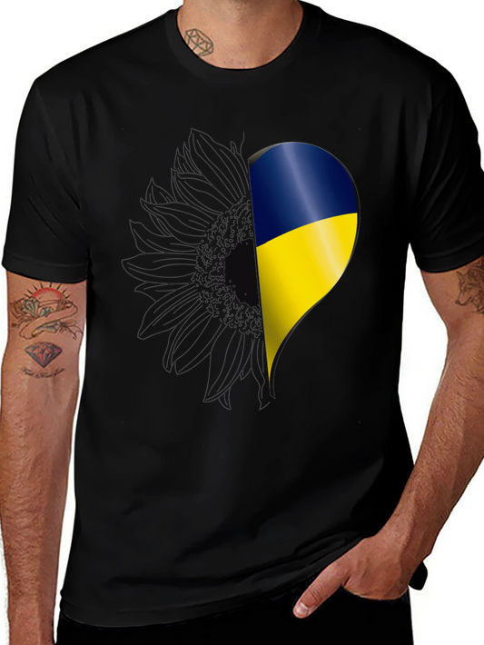 Ukraine Flag Sunflower Heart T-Shirt