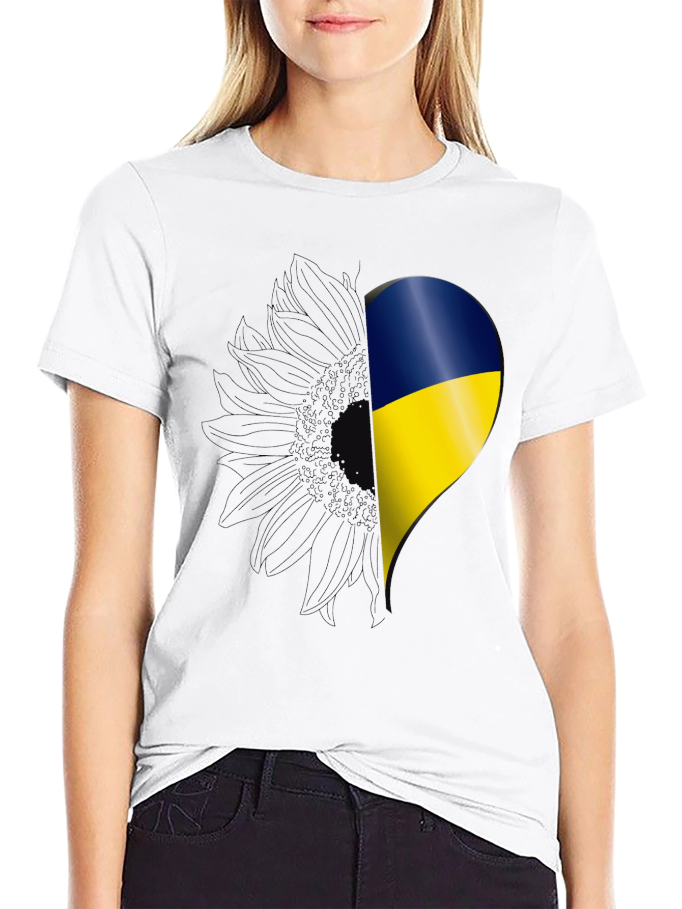 Ukraine Flag Sunflower Heart T-Shirt