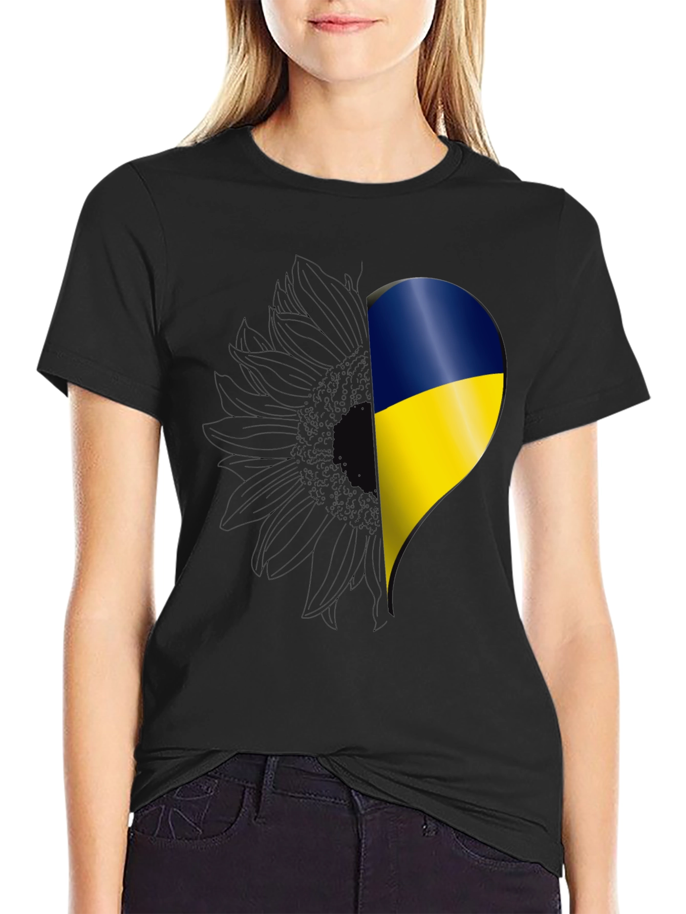 Ukraine Flag Sunflower Heart T-Shirt
