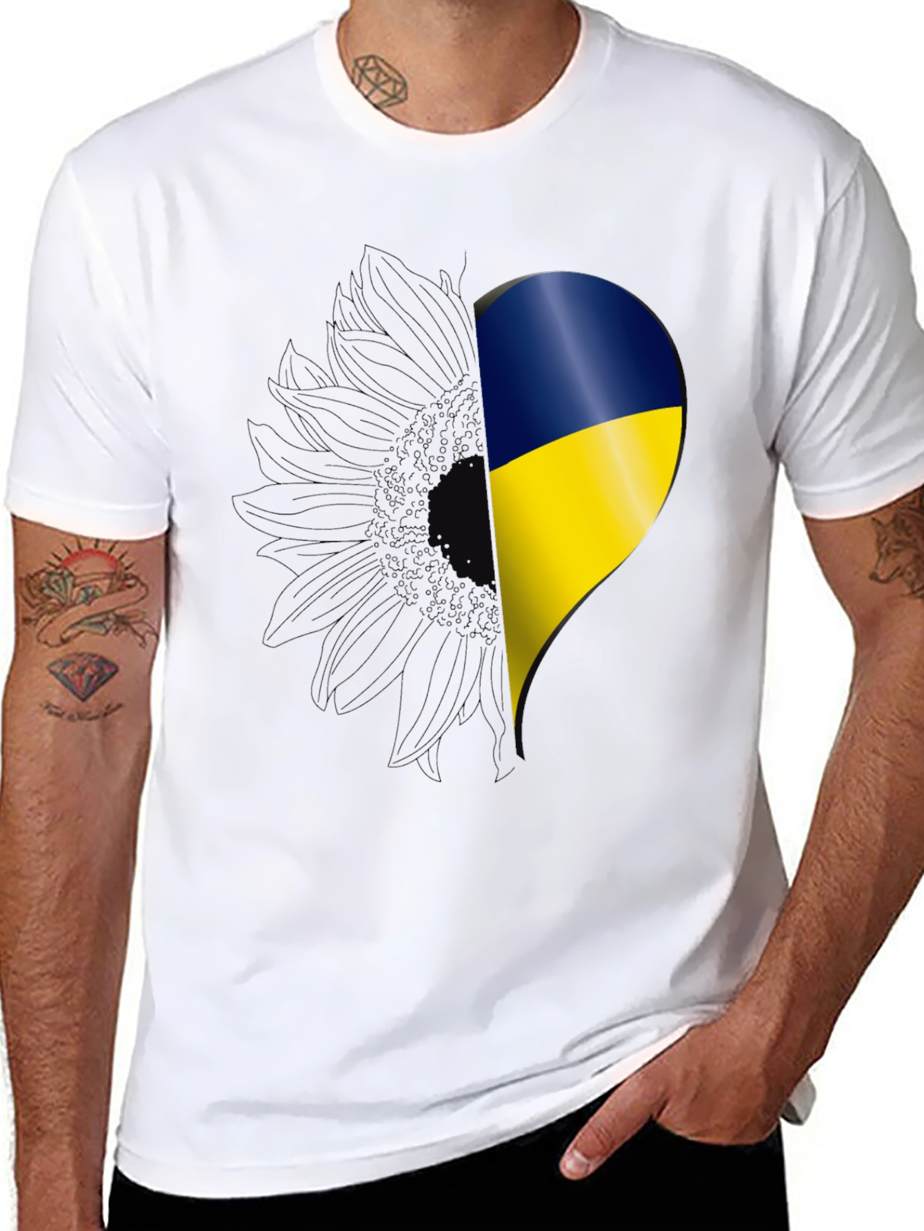 Ukraine Flag Sunflower Heart T-Shirt