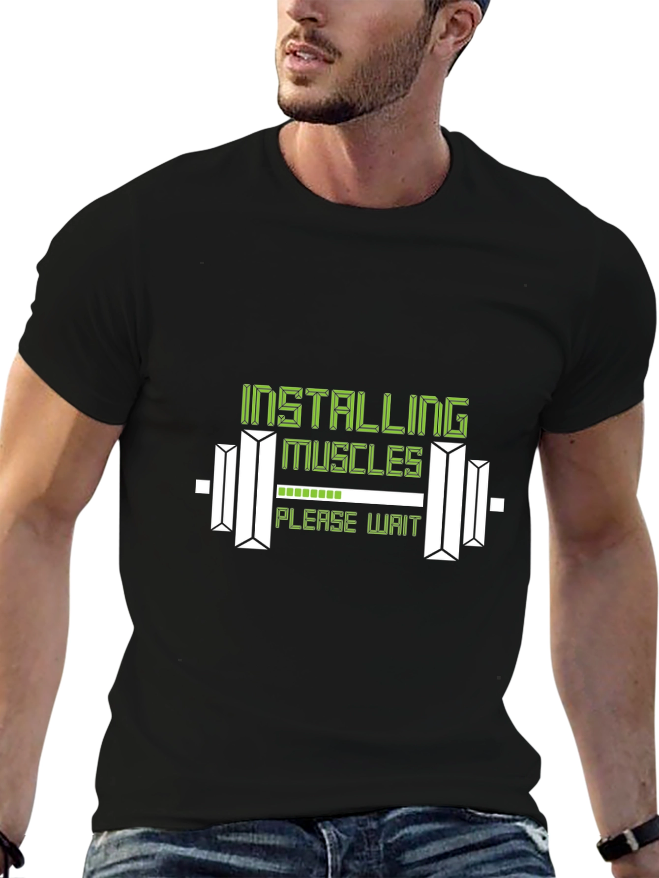 Installing Muscles Graphic Tee - Gym Humor