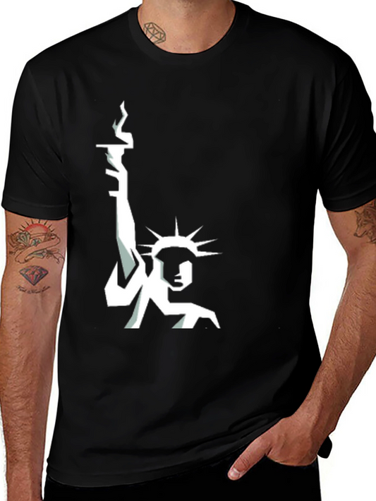 Statue of Liberty Graphic Tee - Black Cotton Blend