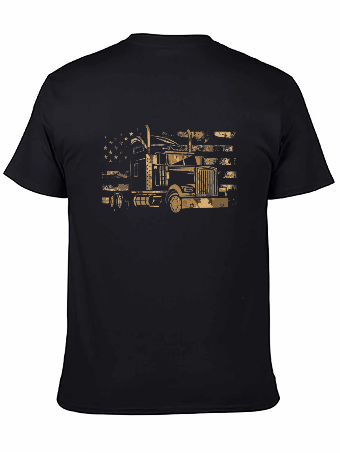 Trucker T-Shirt - American Flag Truck Graphic Tee