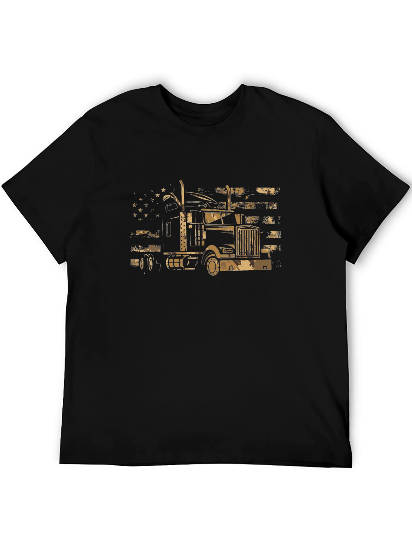 Trucker T-Shirt - American Flag Truck Graphic Tee
