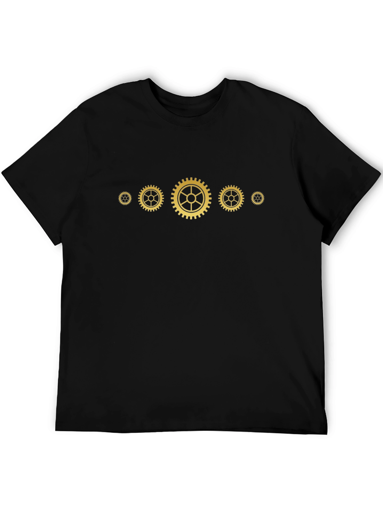 Gear Graphic Tee - Black Cotton Casual T-Shirt