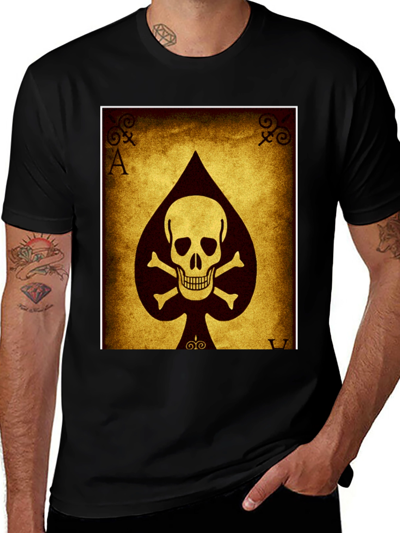 Ace of Spades Skull T-Shirt - Black Cotton Tee