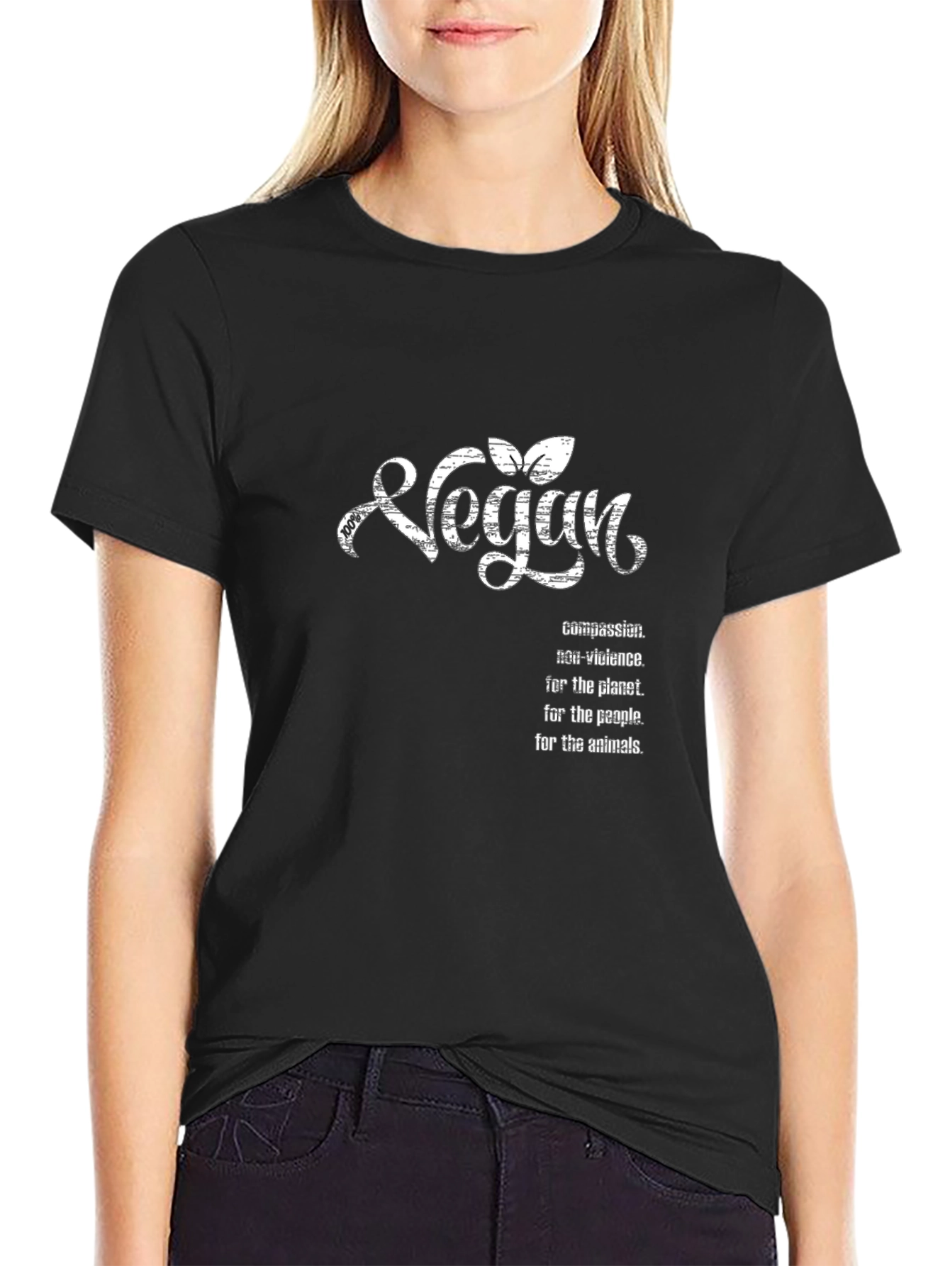 Vegan T-Shirt - Compassion Non-Violence Planet People Animals