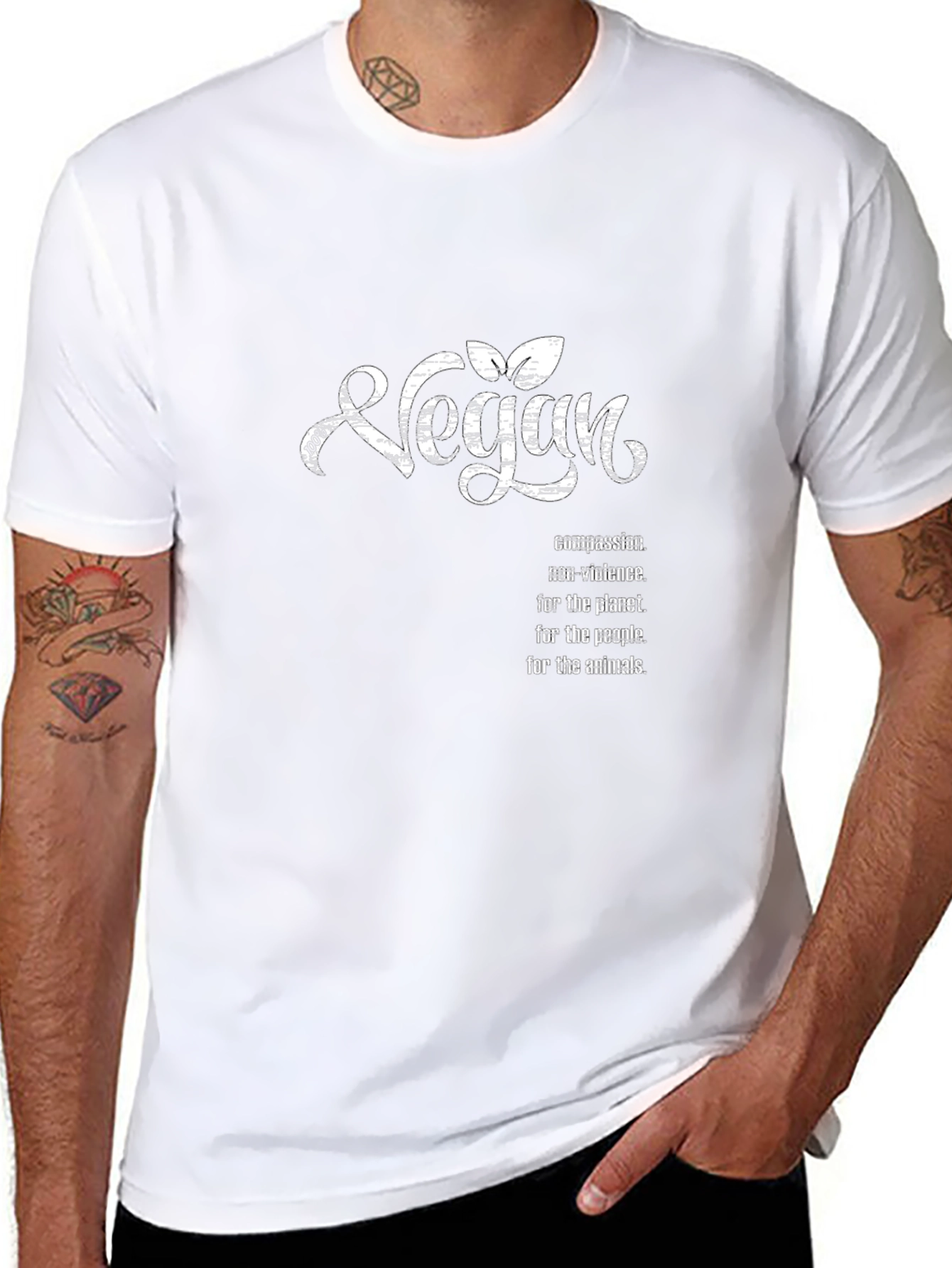 Vegan T-Shirt - Compassion Non-Violence Planet People Animals
