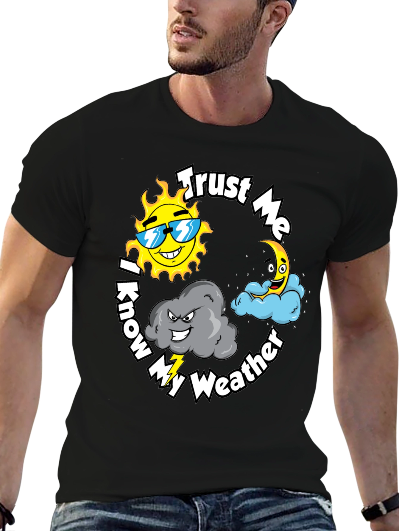 Trust Me I Know My Weather Black Cotton T-Shirt
