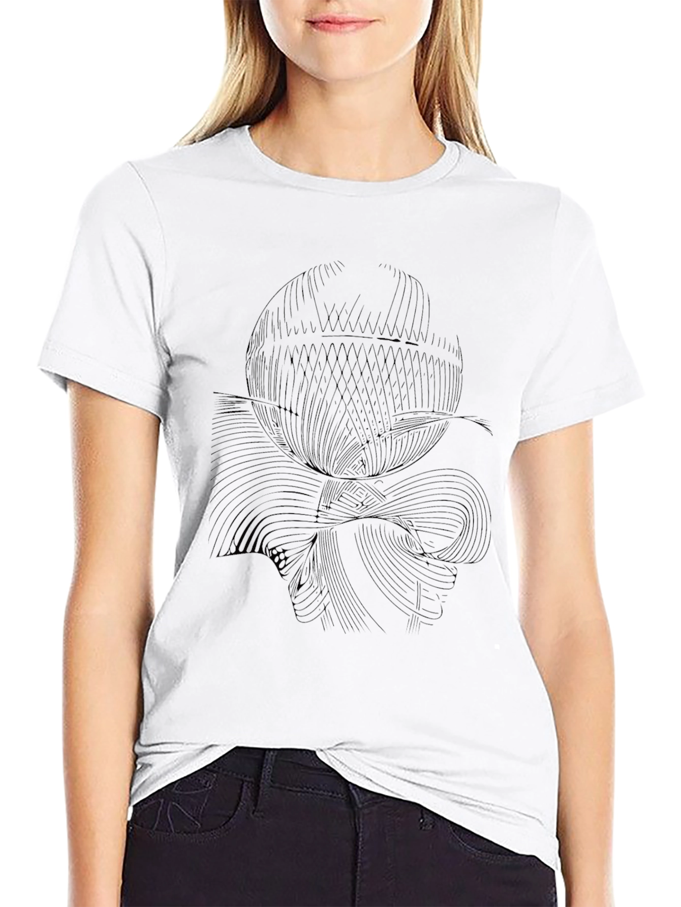 Abstract Line Art Black T-Shirt