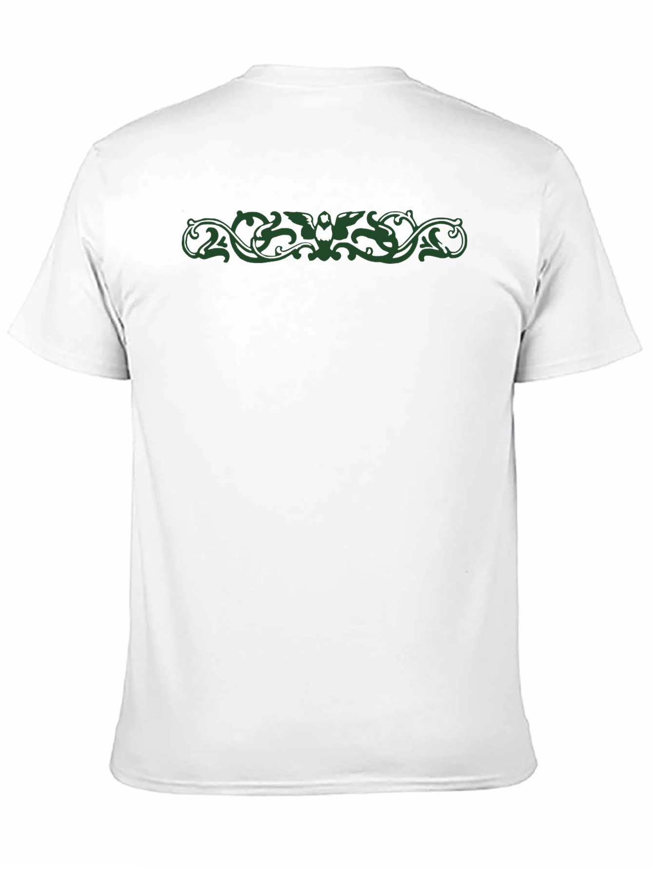 Stylish Black Tee with Green Ornamental Design