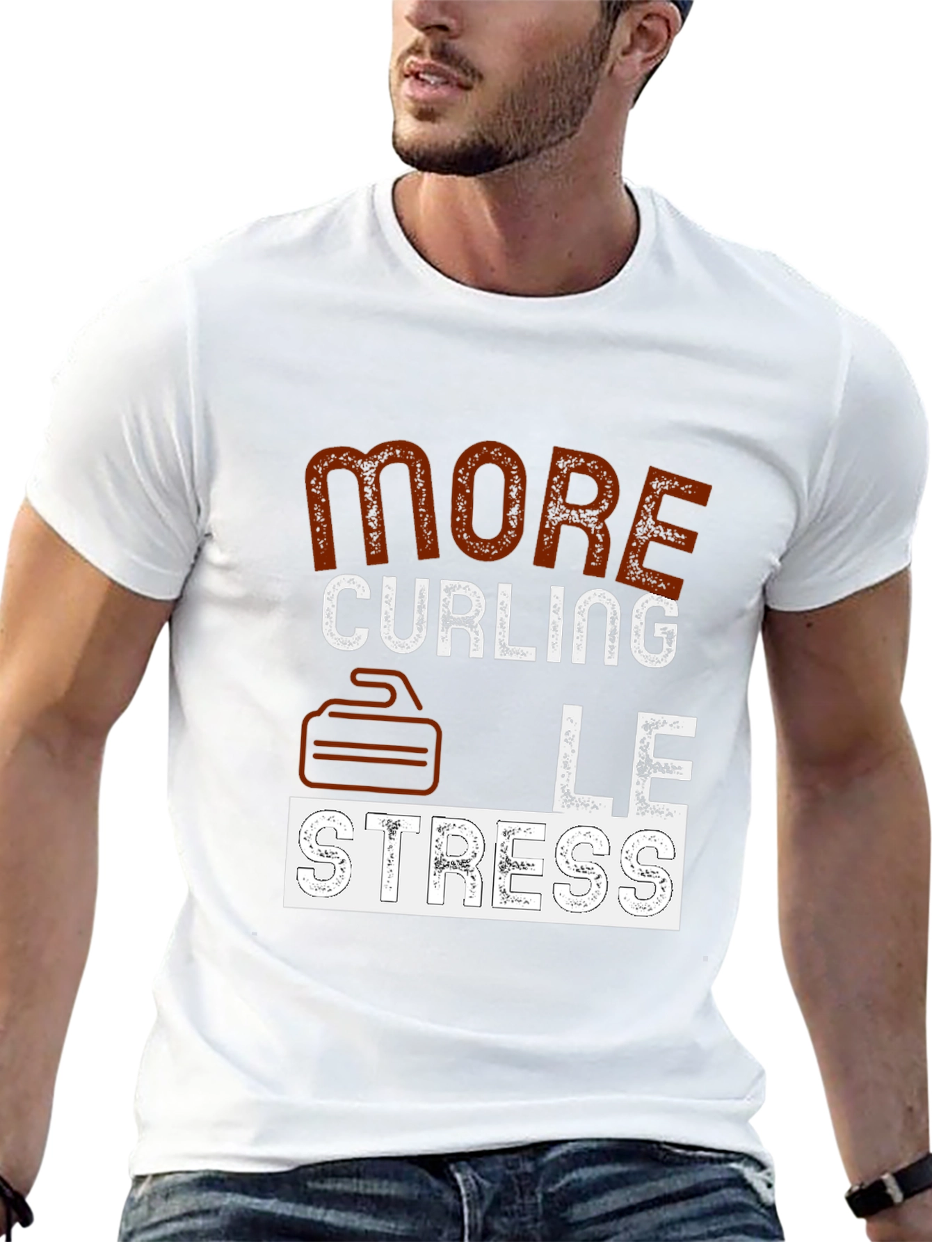 More Curling Less Stress Graphic T-Shirt
