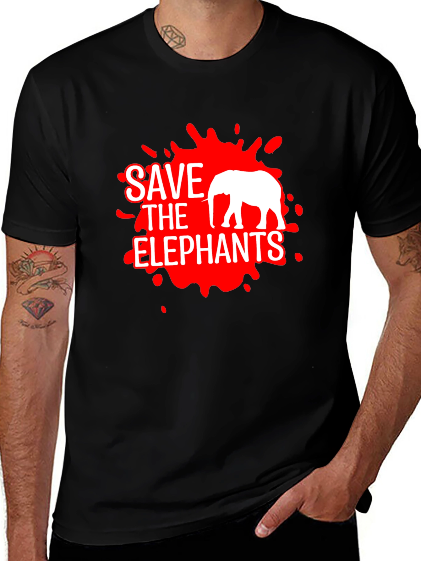 Save The Elephants Graphic Tee - Black