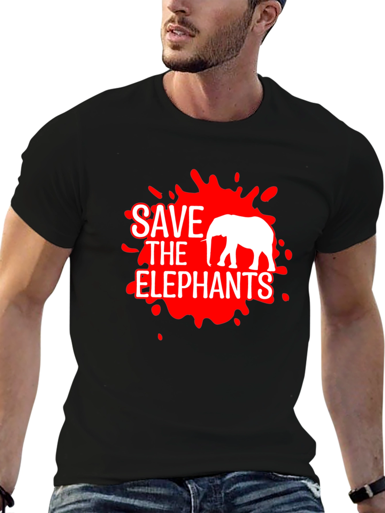 Save The Elephants Graphic Tee - Black