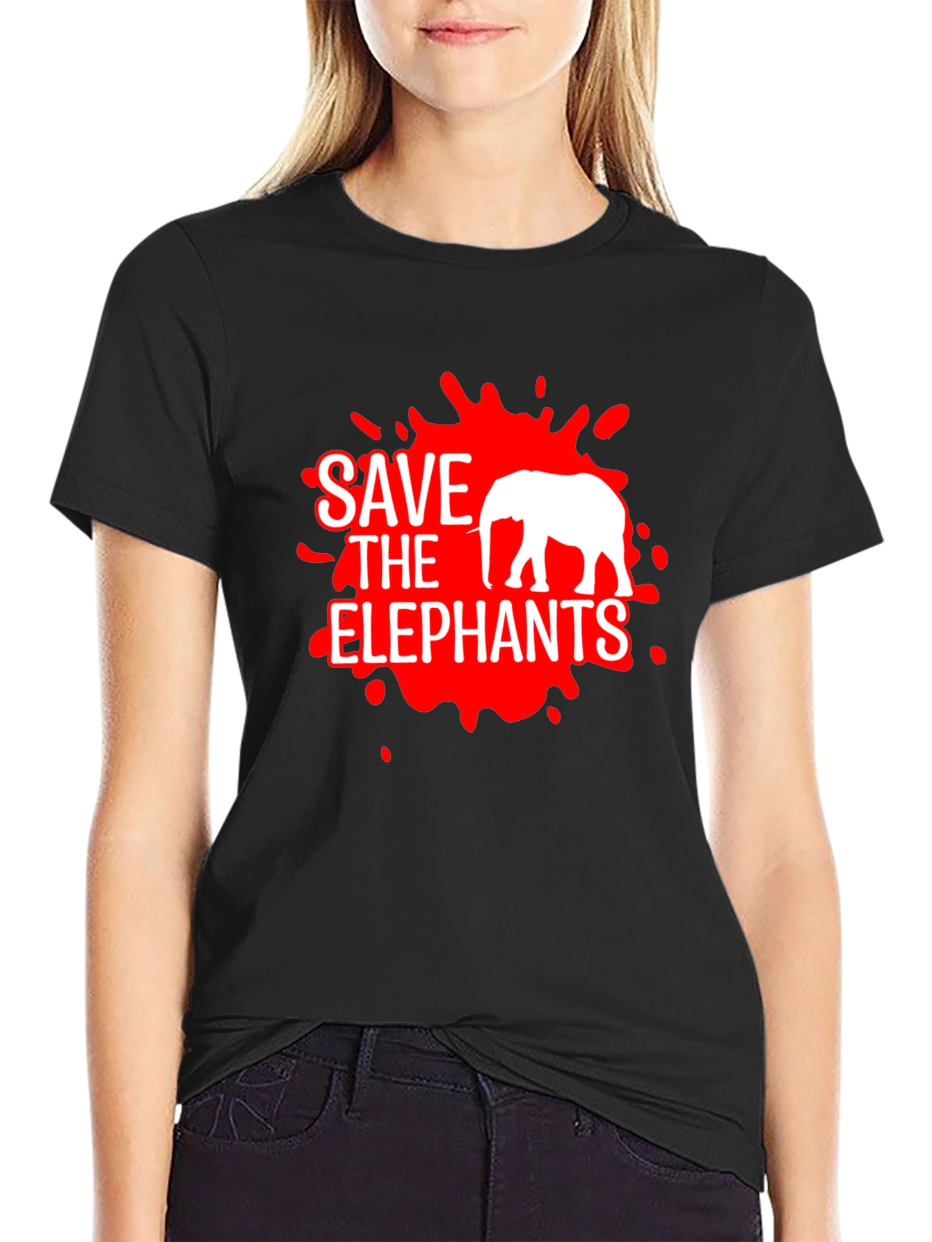 Save The Elephants Graphic Tee - Black