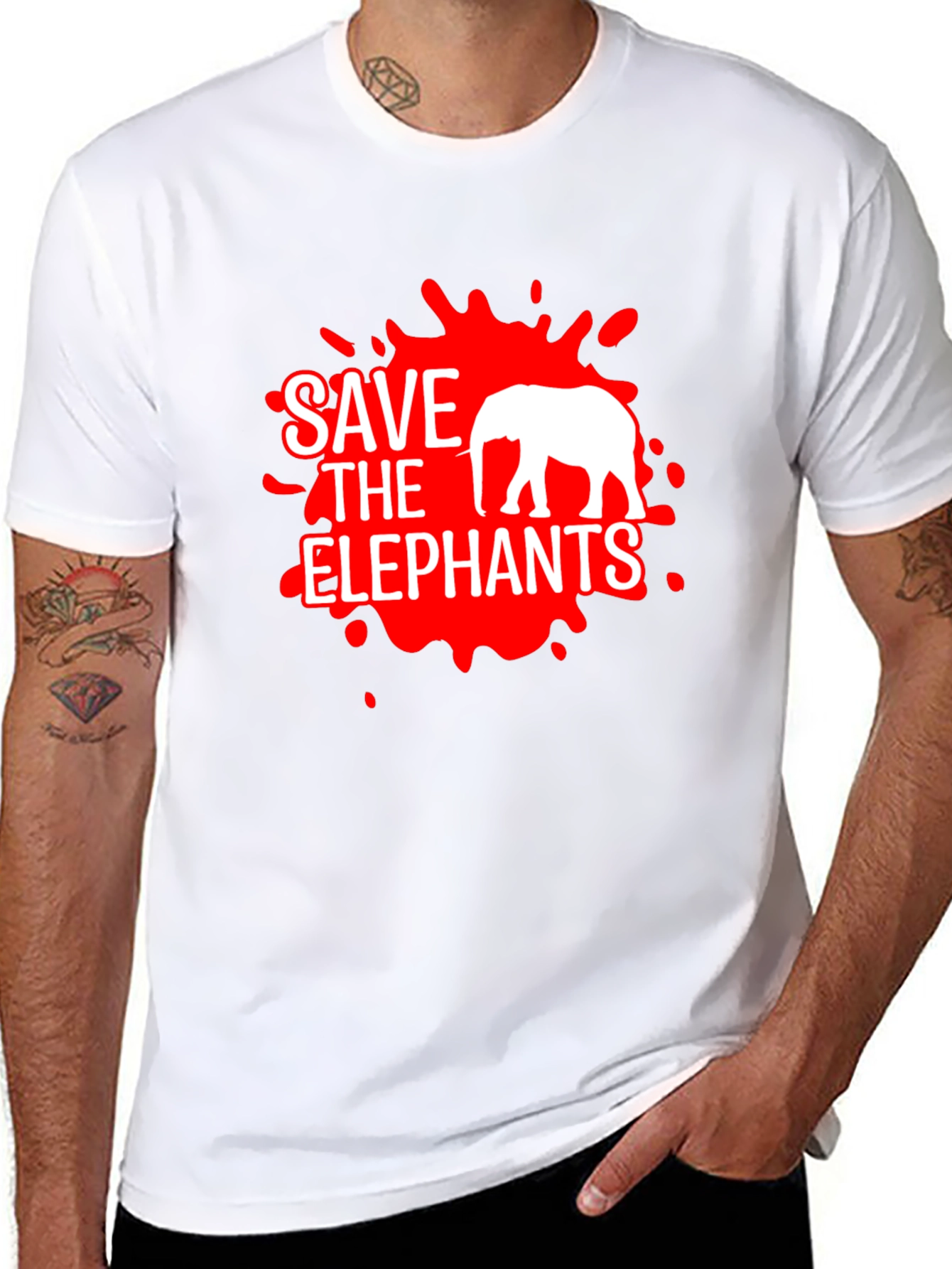 Save The Elephants Graphic Tee - Black