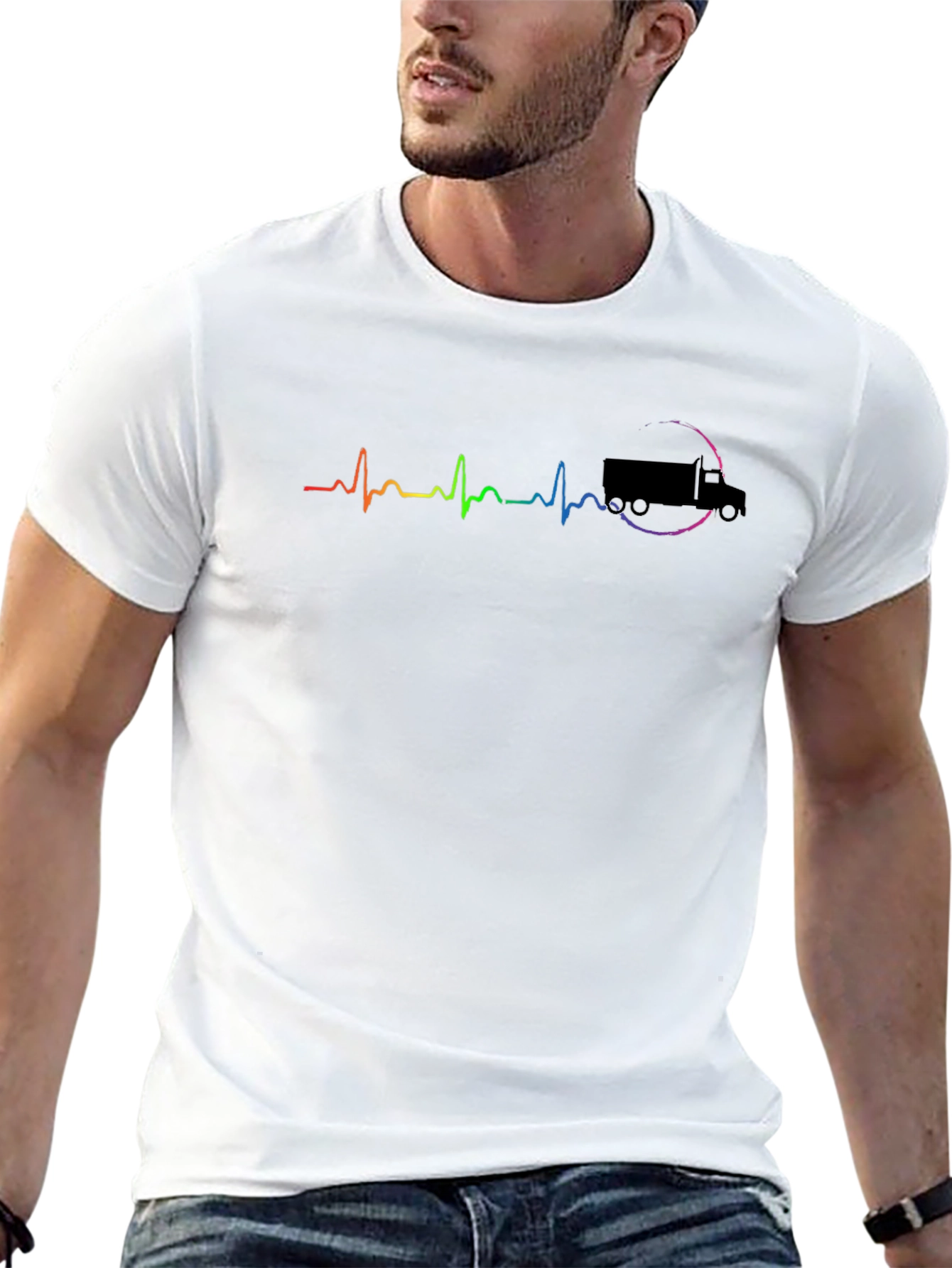 Trucker Heartbeat Black T-Shirt