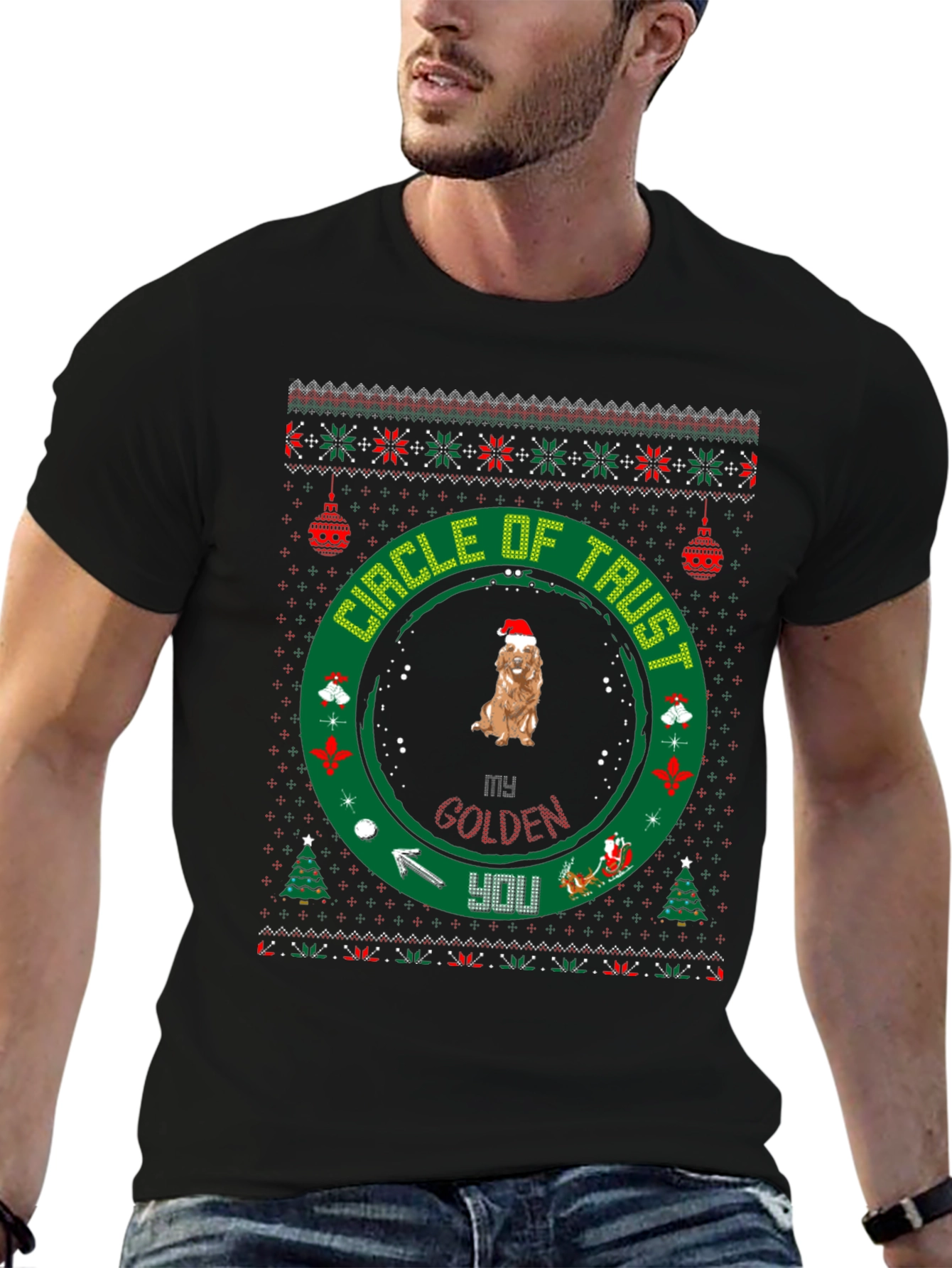 Golden Retriever Christmas Circle of Trust T-Shirt