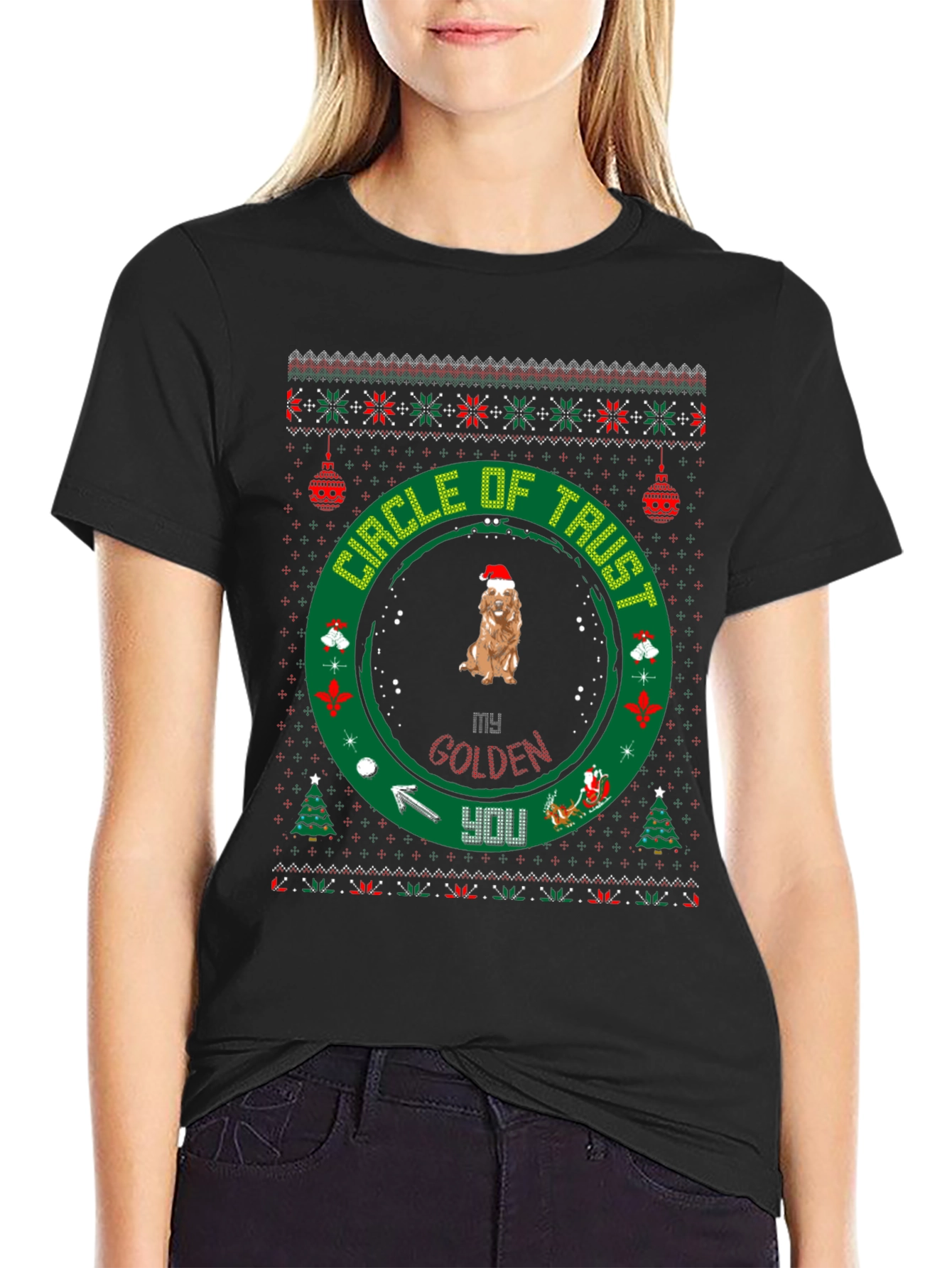 Golden Retriever Christmas Circle of Trust T-Shirt