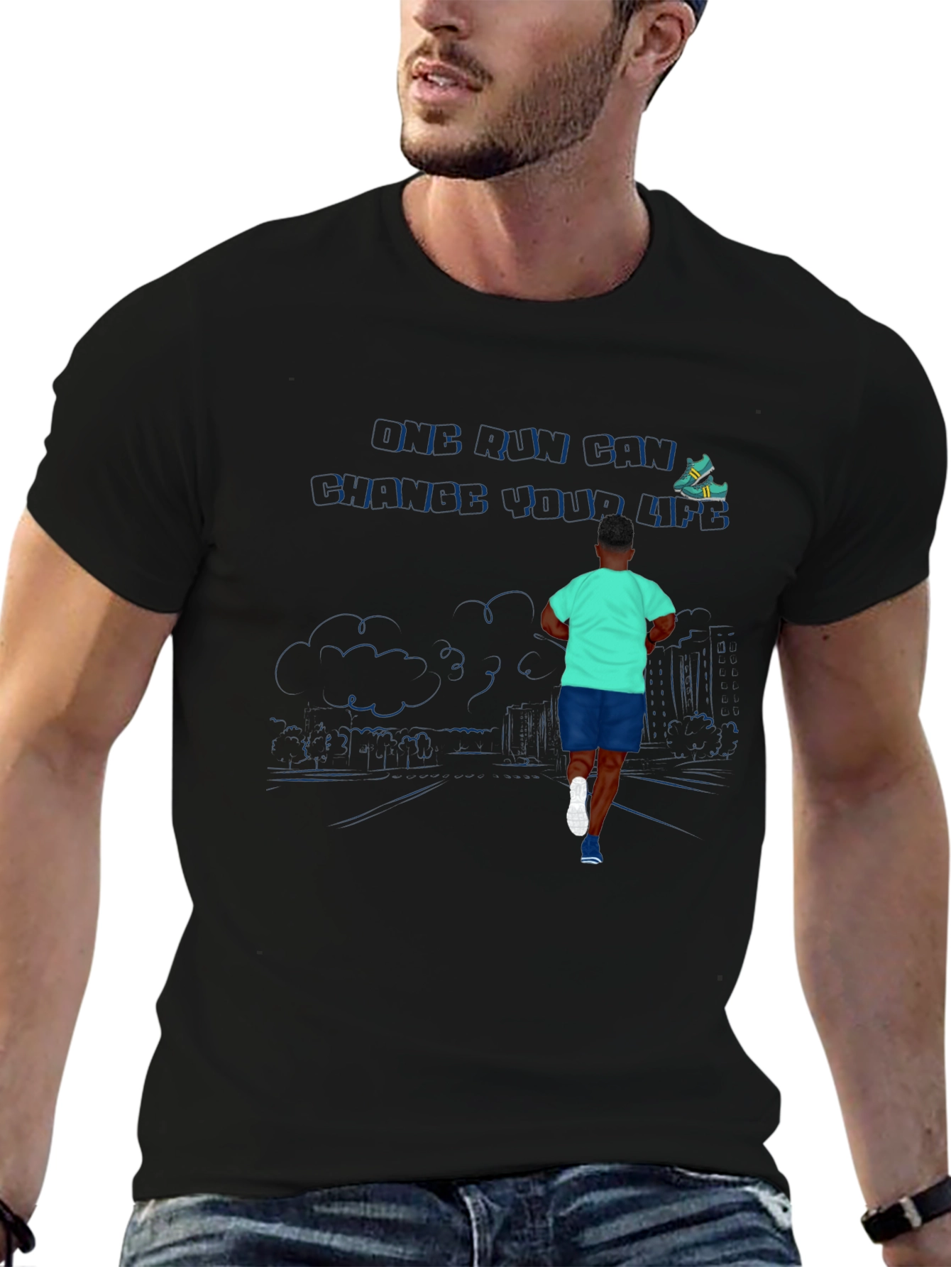 Cool Graphic Tee - Running Man Design