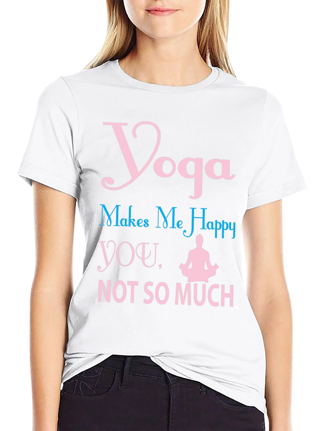 Yoga Makes Me Happy T-Shirt Funny Workout Tee