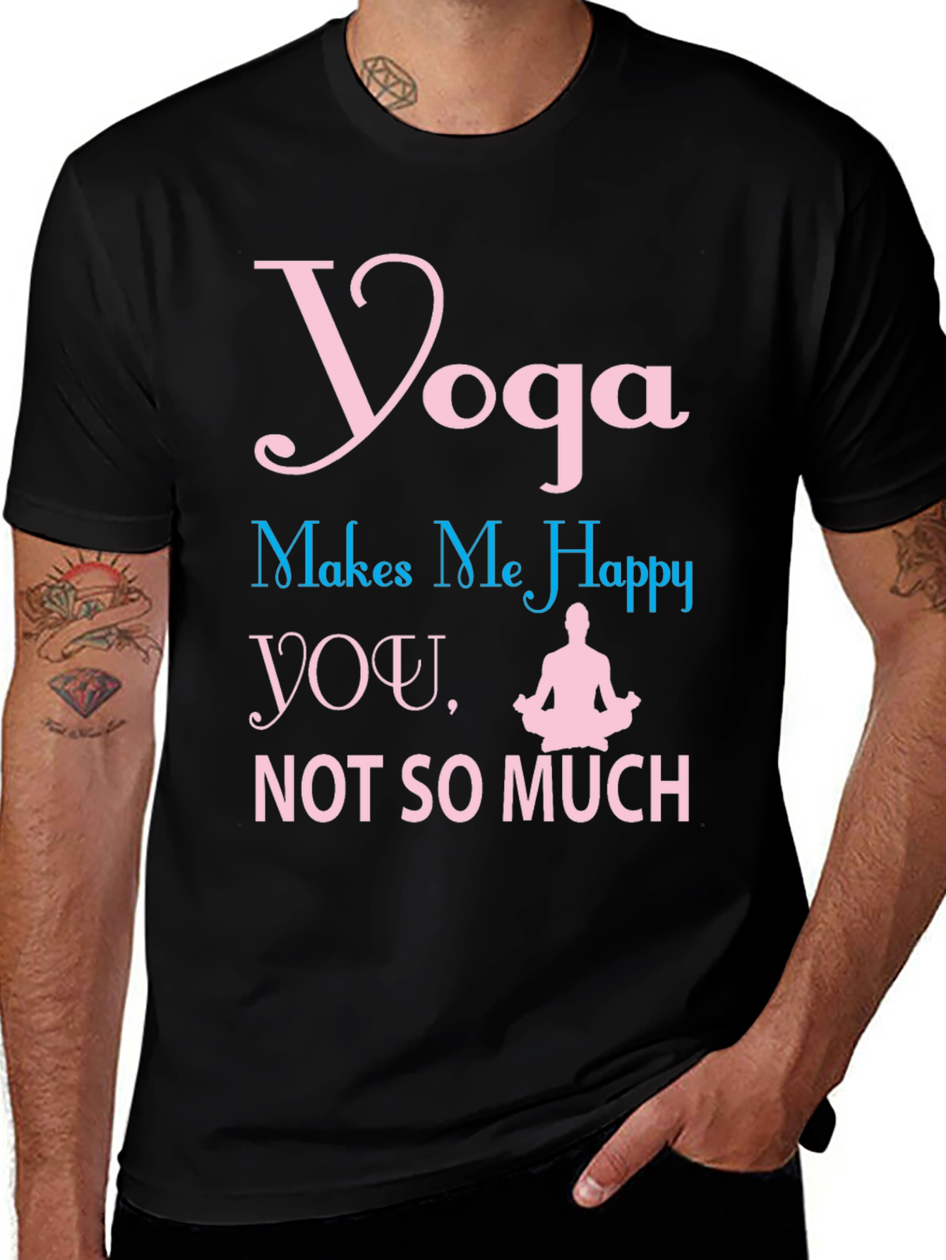 Yoga Makes Me Happy T-Shirt Funny Workout Tee
