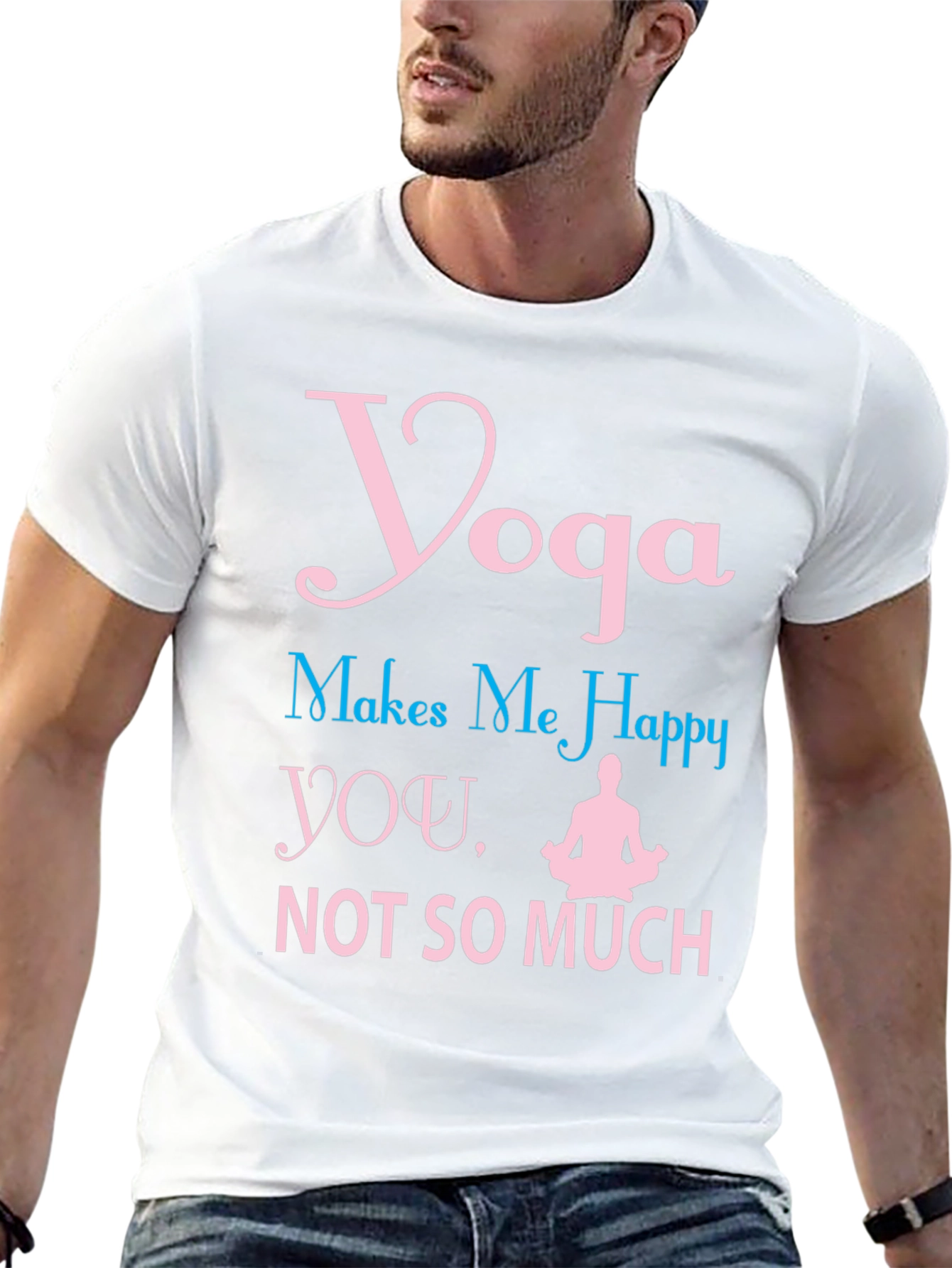 Yoga Makes Me Happy T-Shirt Funny Workout Tee