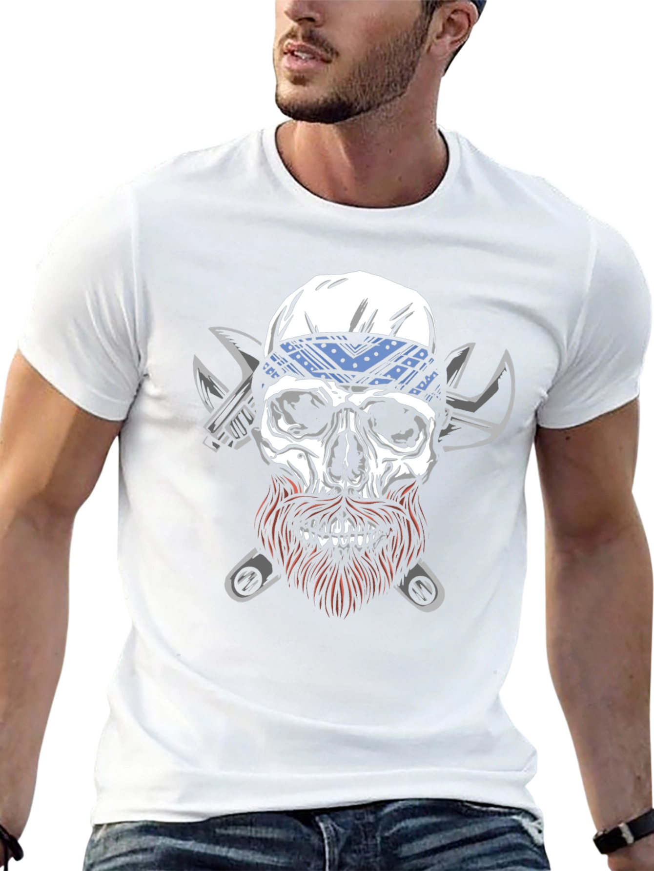 Skull Mechanic T-Shirt - Biker Style