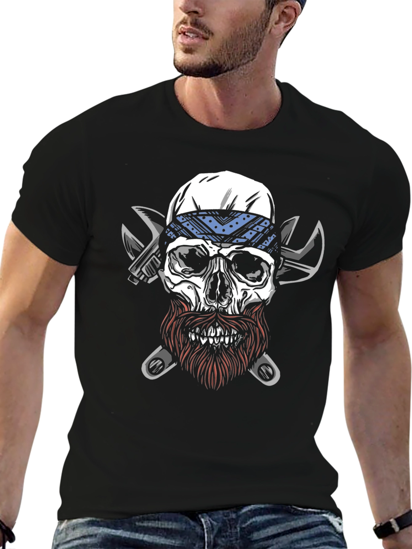 Skull Mechanic T-Shirt - Biker Style