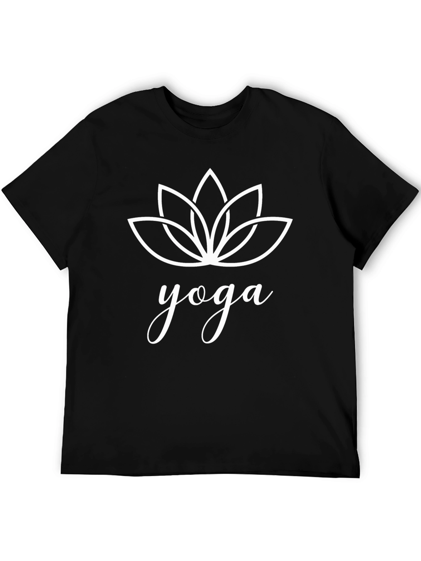 Yoga Lotus Flower Graphic Tee - Black Cotton