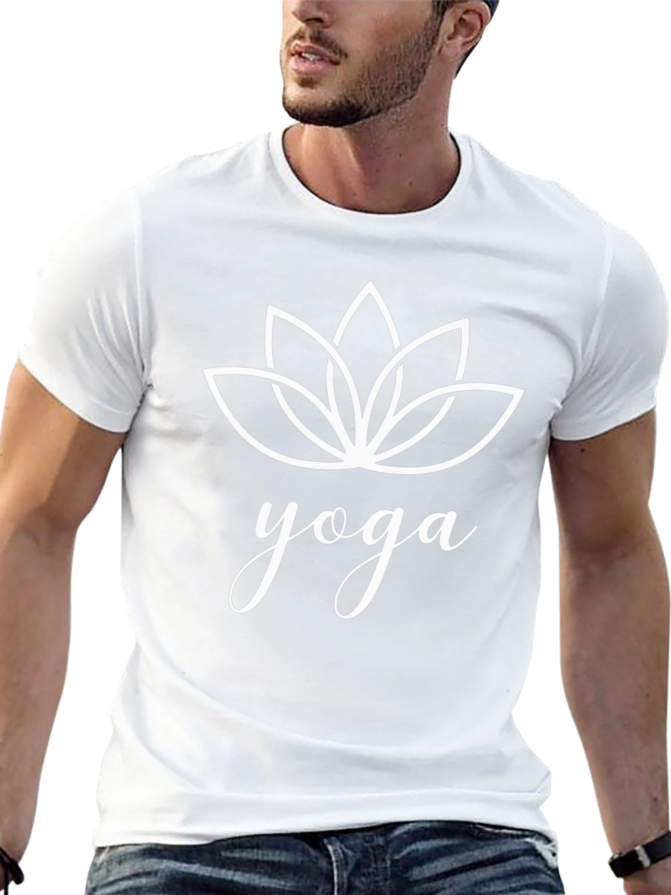 Yoga Lotus Flower Graphic Tee - Black Cotton