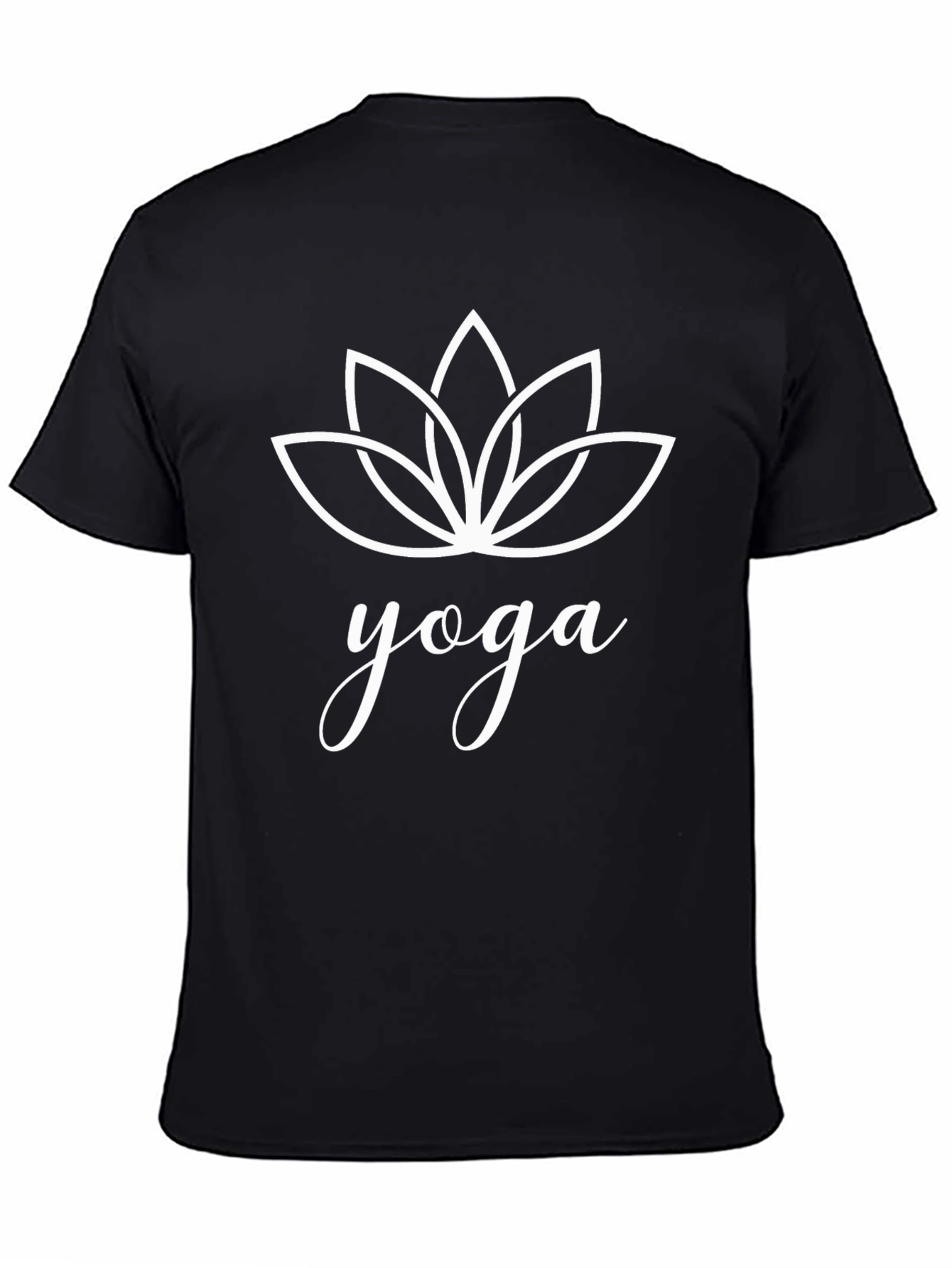 Yoga Lotus Flower Graphic Tee - Black Cotton