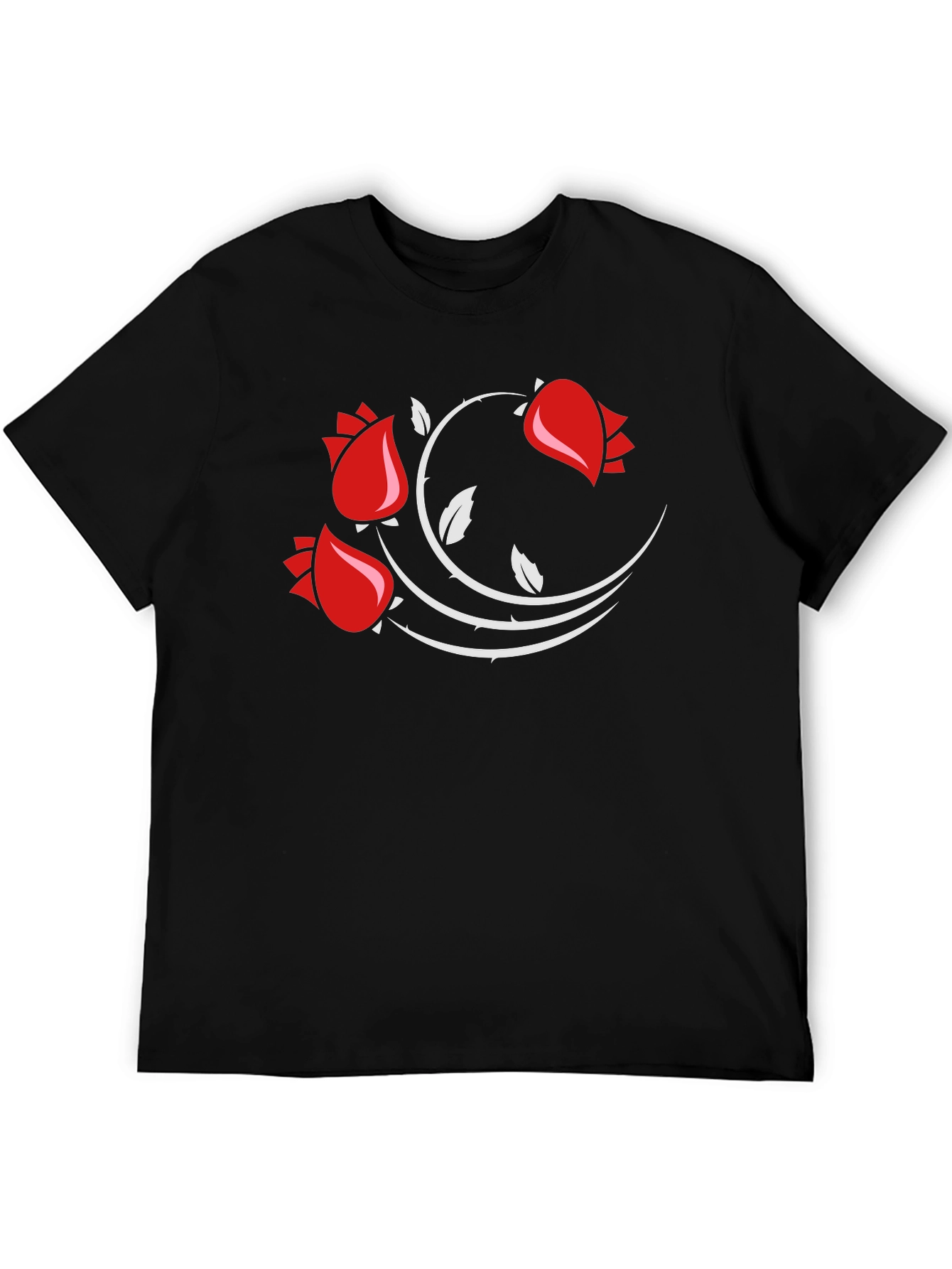 Rose Vine Graphic T-Shirt - Black