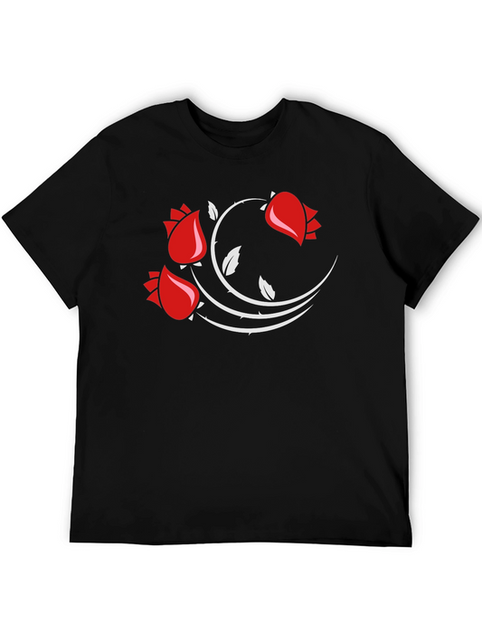 Rose Vine Graphic T-Shirt - Black
