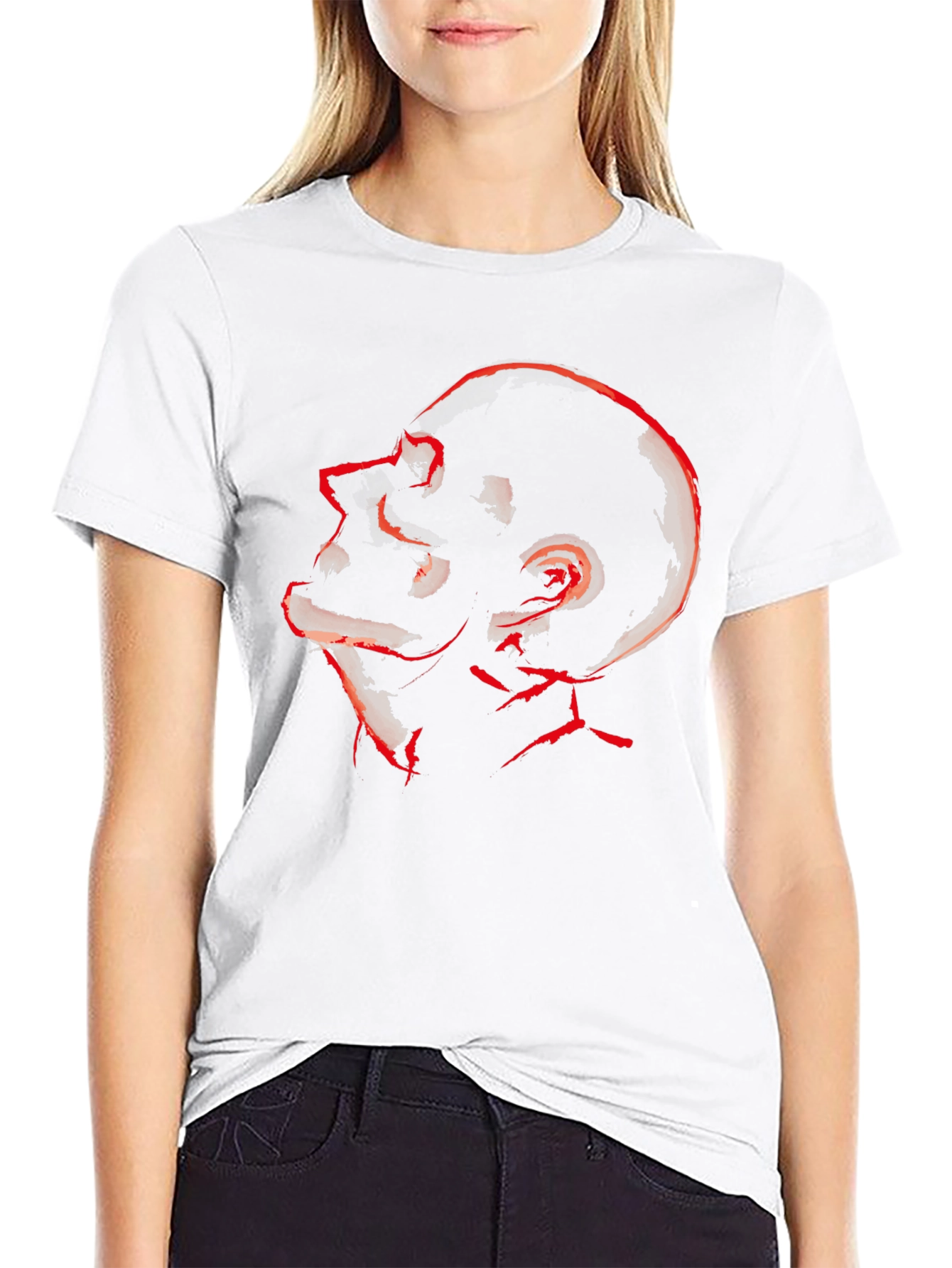 Abstract Red Skull Graphic Tee