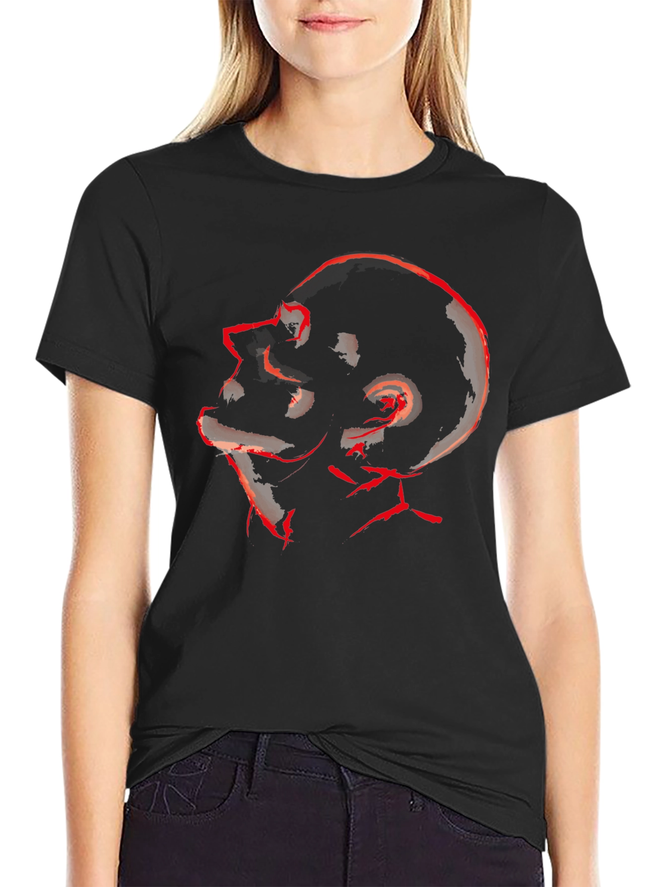 Abstract Red Skull Graphic Tee