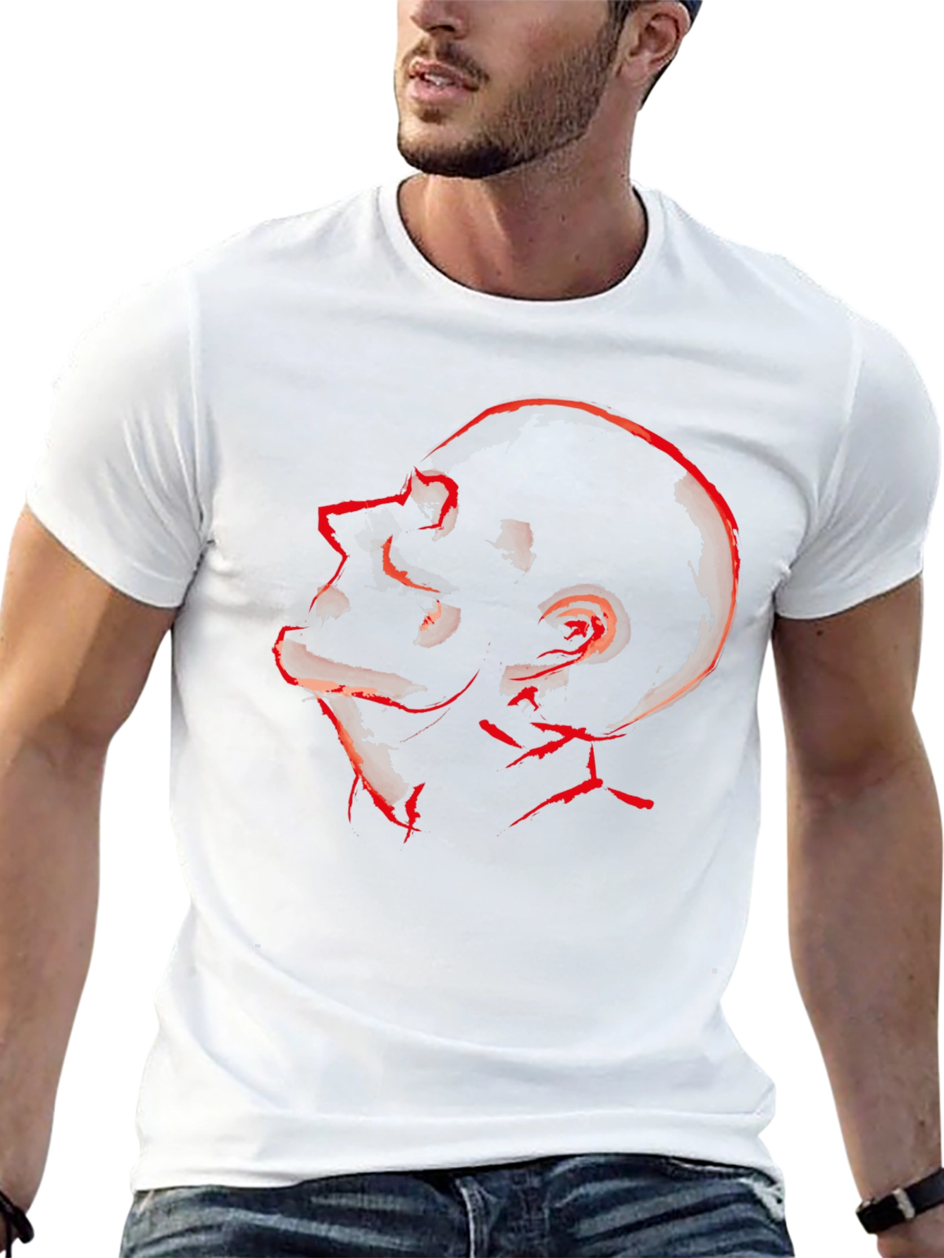 Abstract Red Skull Graphic Tee