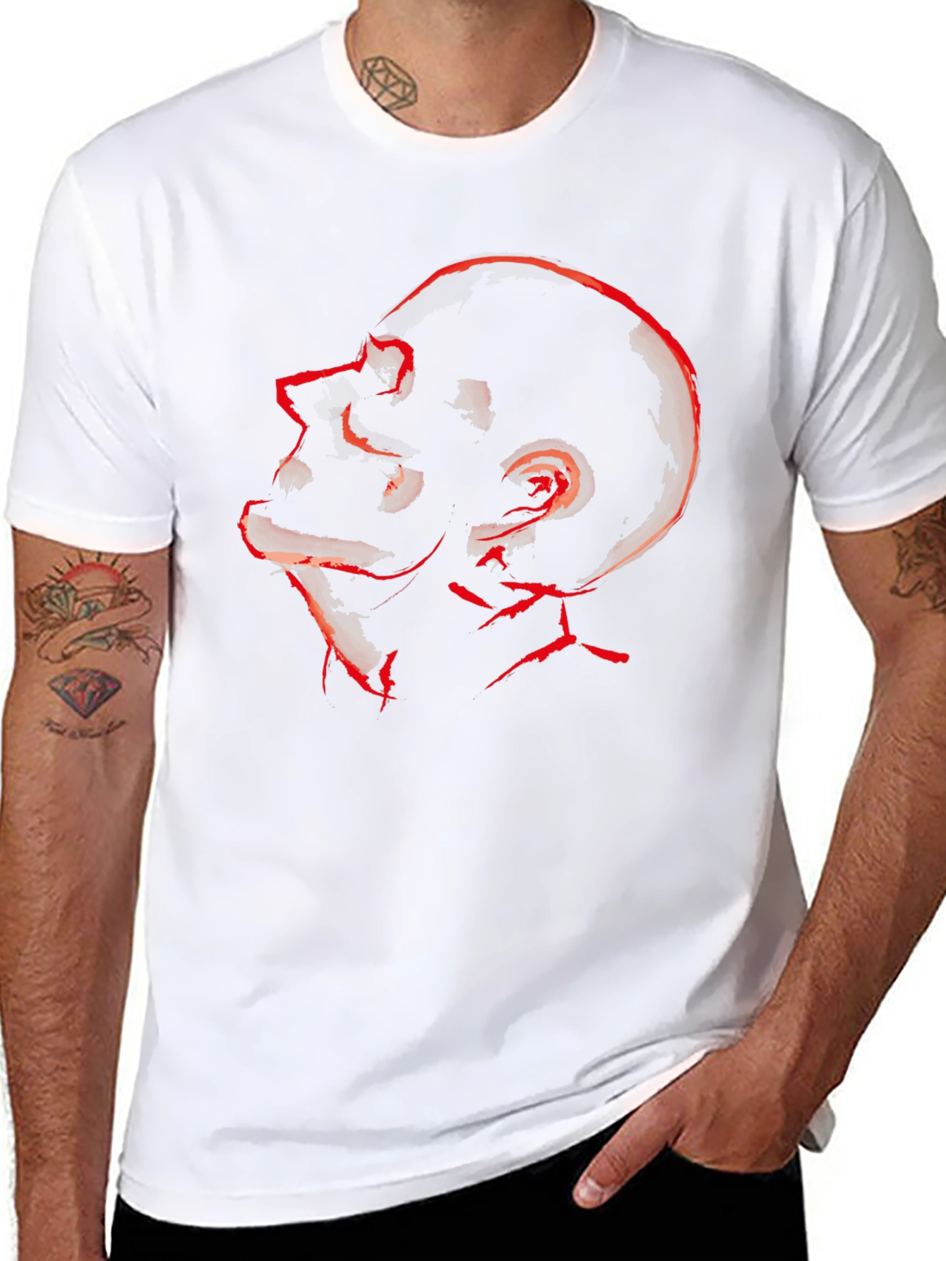 Abstract Red Skull Graphic Tee