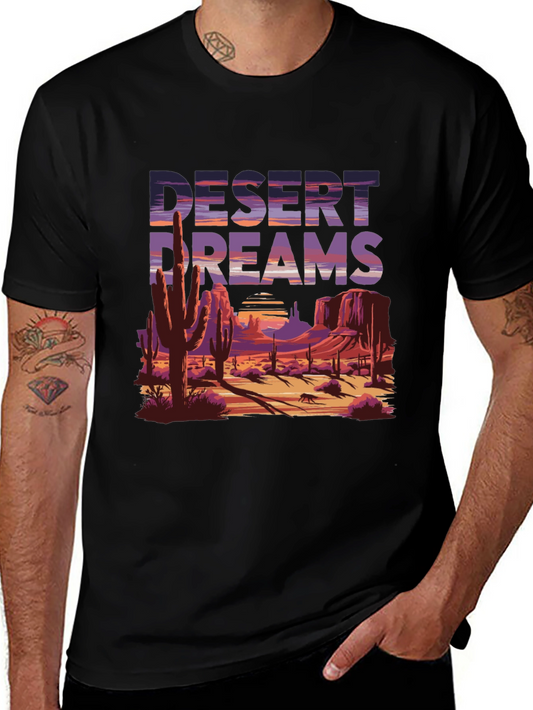 Desert Dreams Graphic Tee - Black Cotton T-Shirt