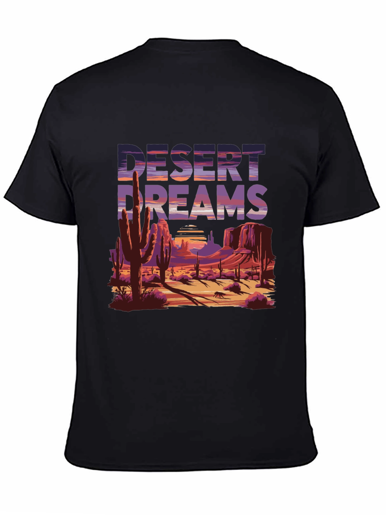 Desert Dreams Graphic Tee - Black Cotton T-Shirt