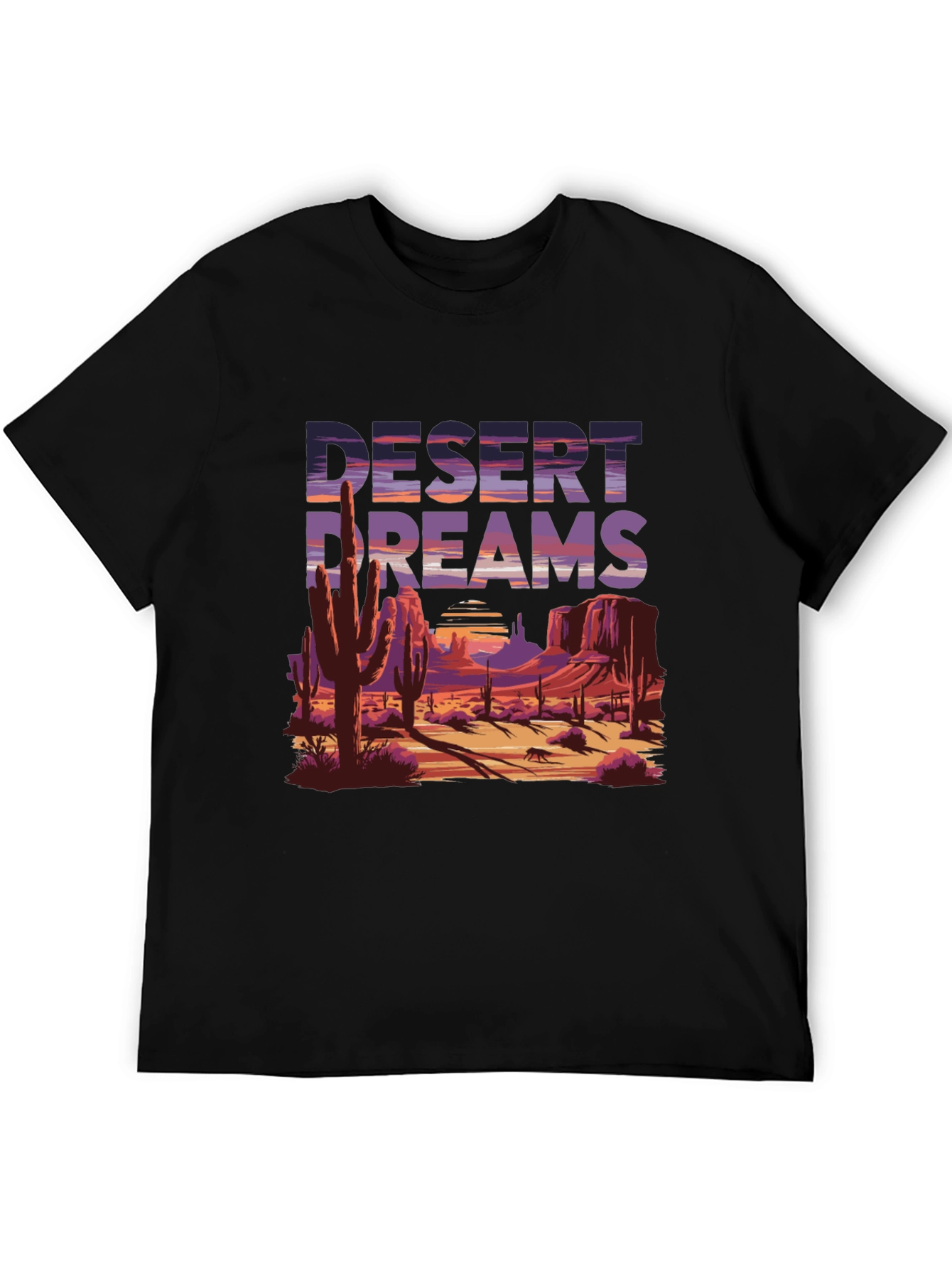 Desert Dreams Graphic Tee - Black Cotton T-Shirt