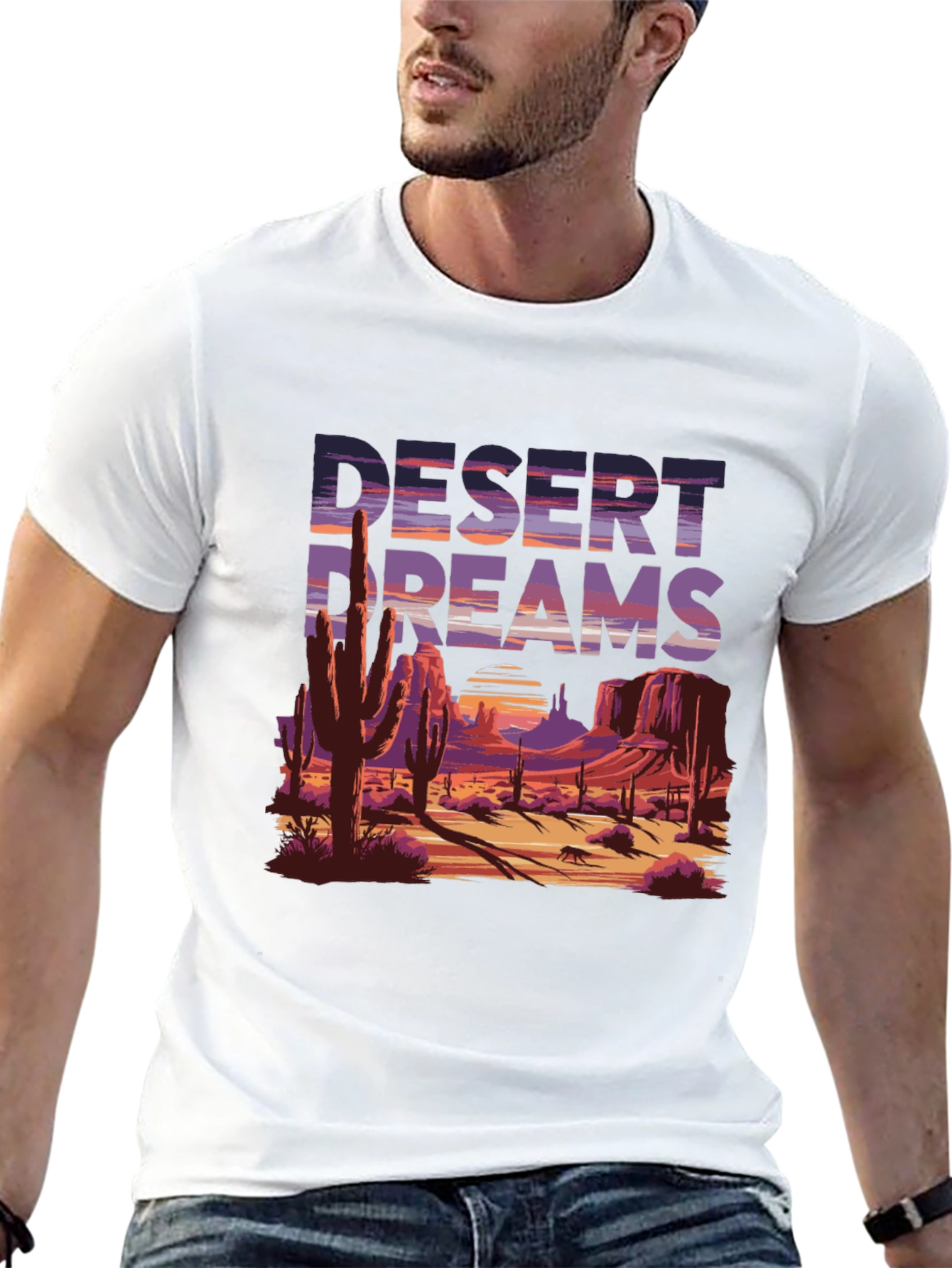 Desert Dreams Graphic Tee - Black Cotton T-Shirt