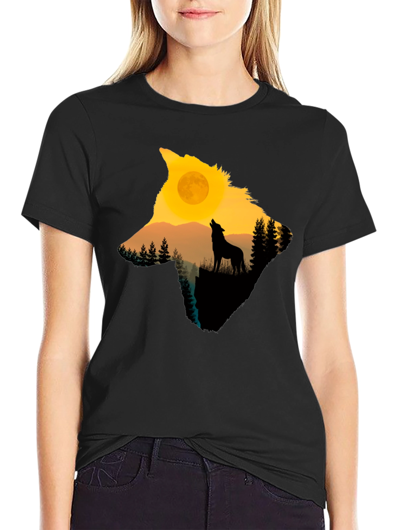 Wolf Silhouette Moon T-Shirt