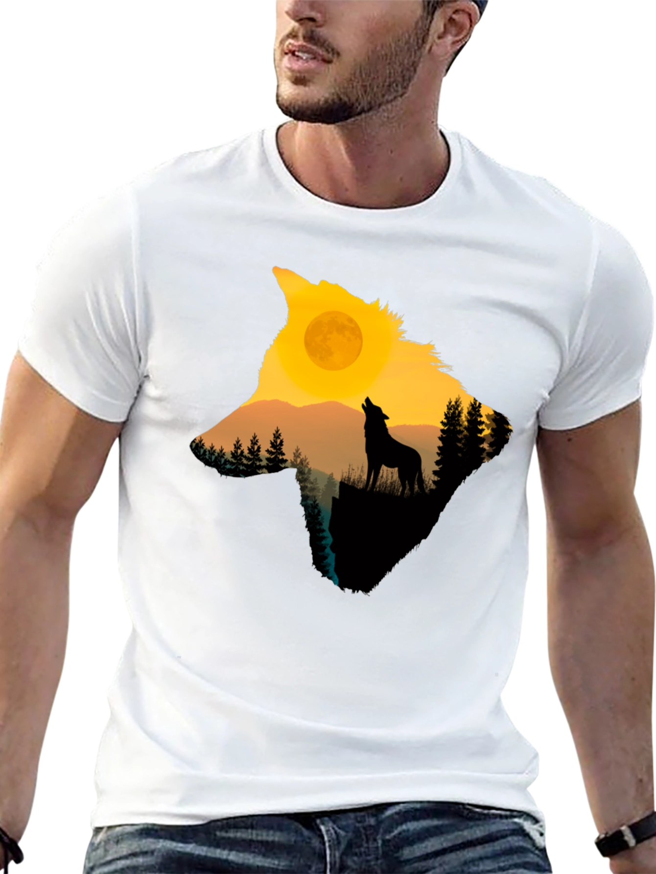 Wolf Silhouette Moon T-Shirt