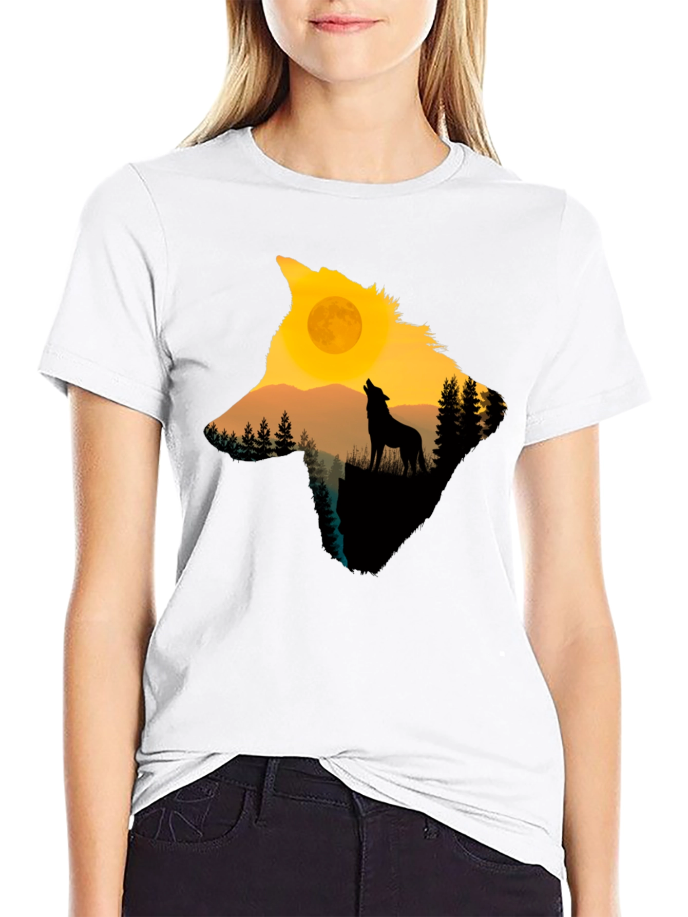 Wolf Silhouette Moon T-Shirt
