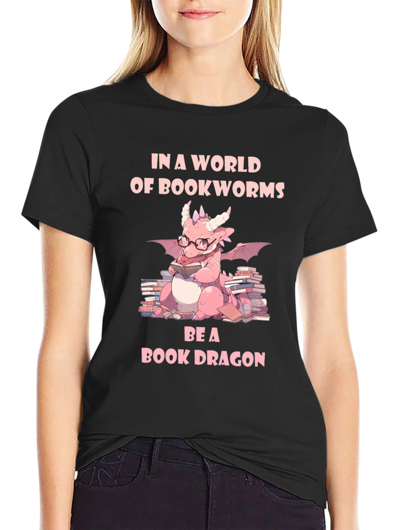 Book Dragon Graphic Tee - Bookworm Shirt