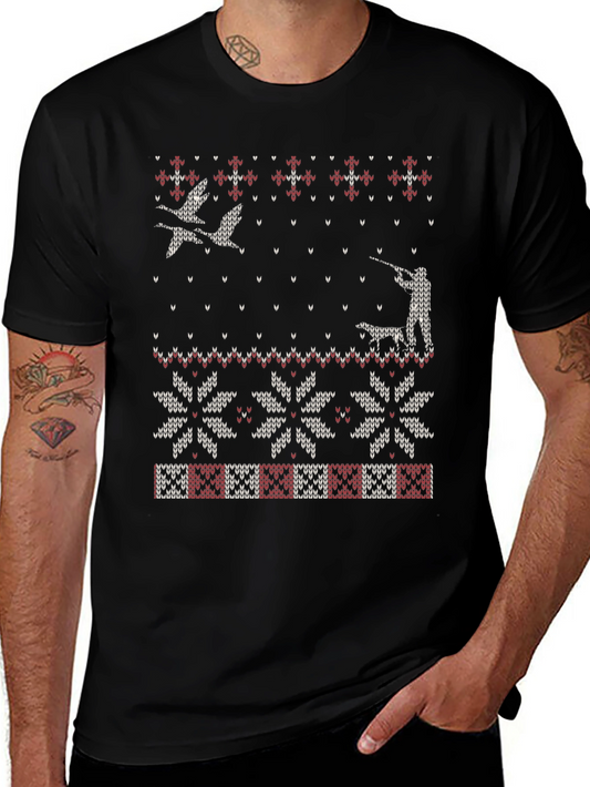 Ugly Christmas Sweater Style Hunting T-Shirt