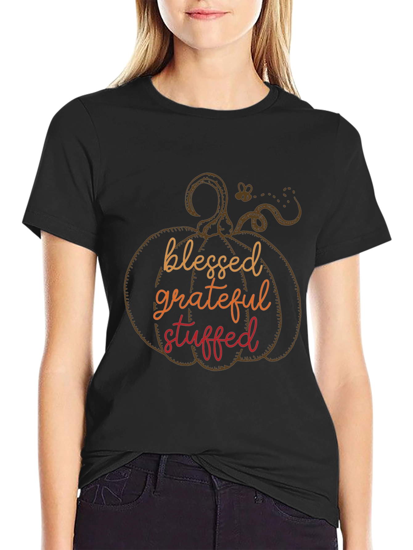 Blessed Grateful Stuffed Pumpkin Graphic Tee
